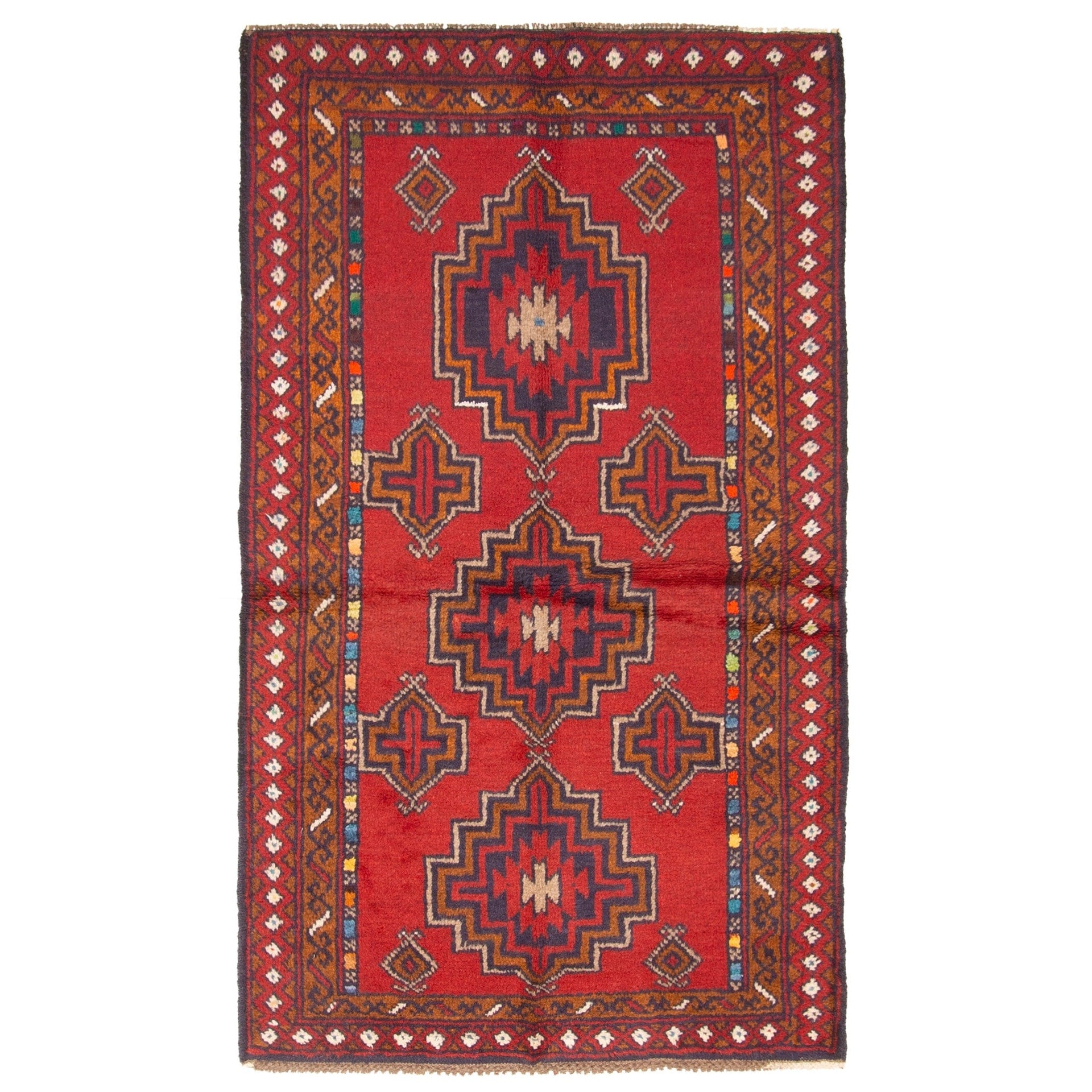 Ecarpetgallery Hand Knotted Rizbaft Red Wool Rug 35 X 510