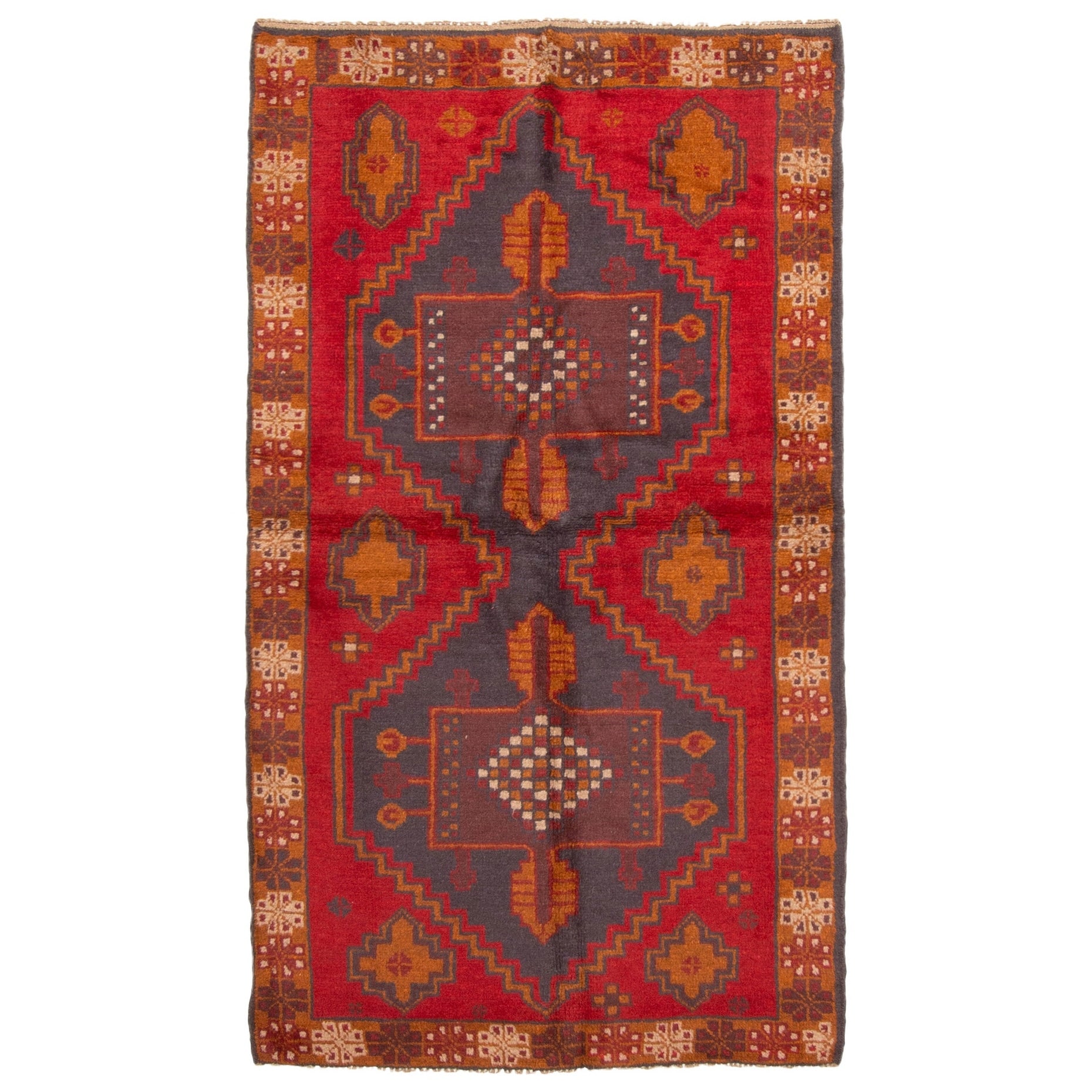 Ecarpetgallery Hand Knotted Rizbaft Red Wool Rug 36 X 64
