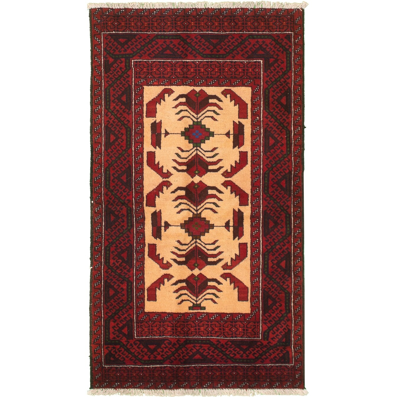 Hand Knotted Rizbaft Red Wool Rug 30 X 510 30 X 510