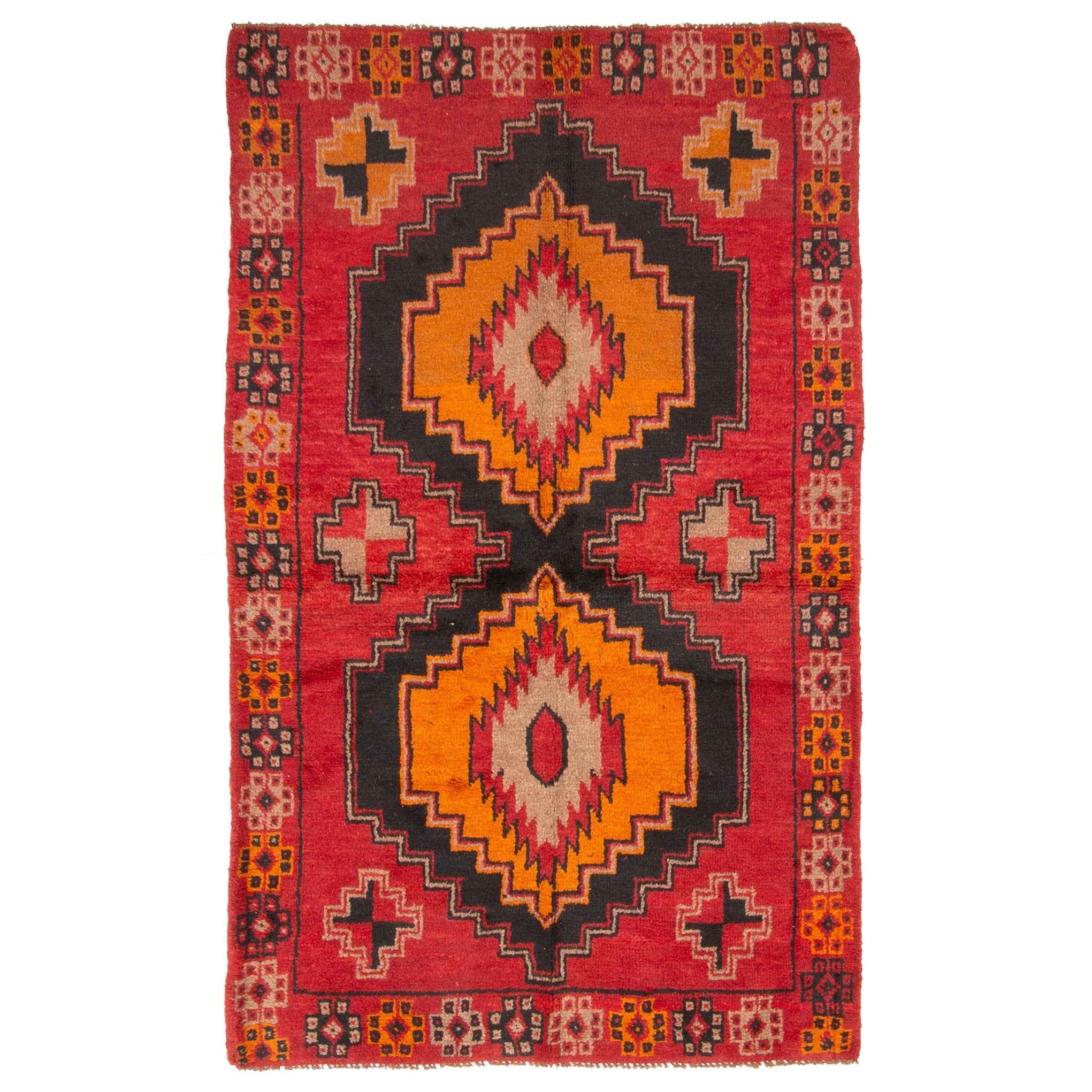 Ecarpetgallery Hand Knotted Rizbaft Red Wool Rug 37 X 62