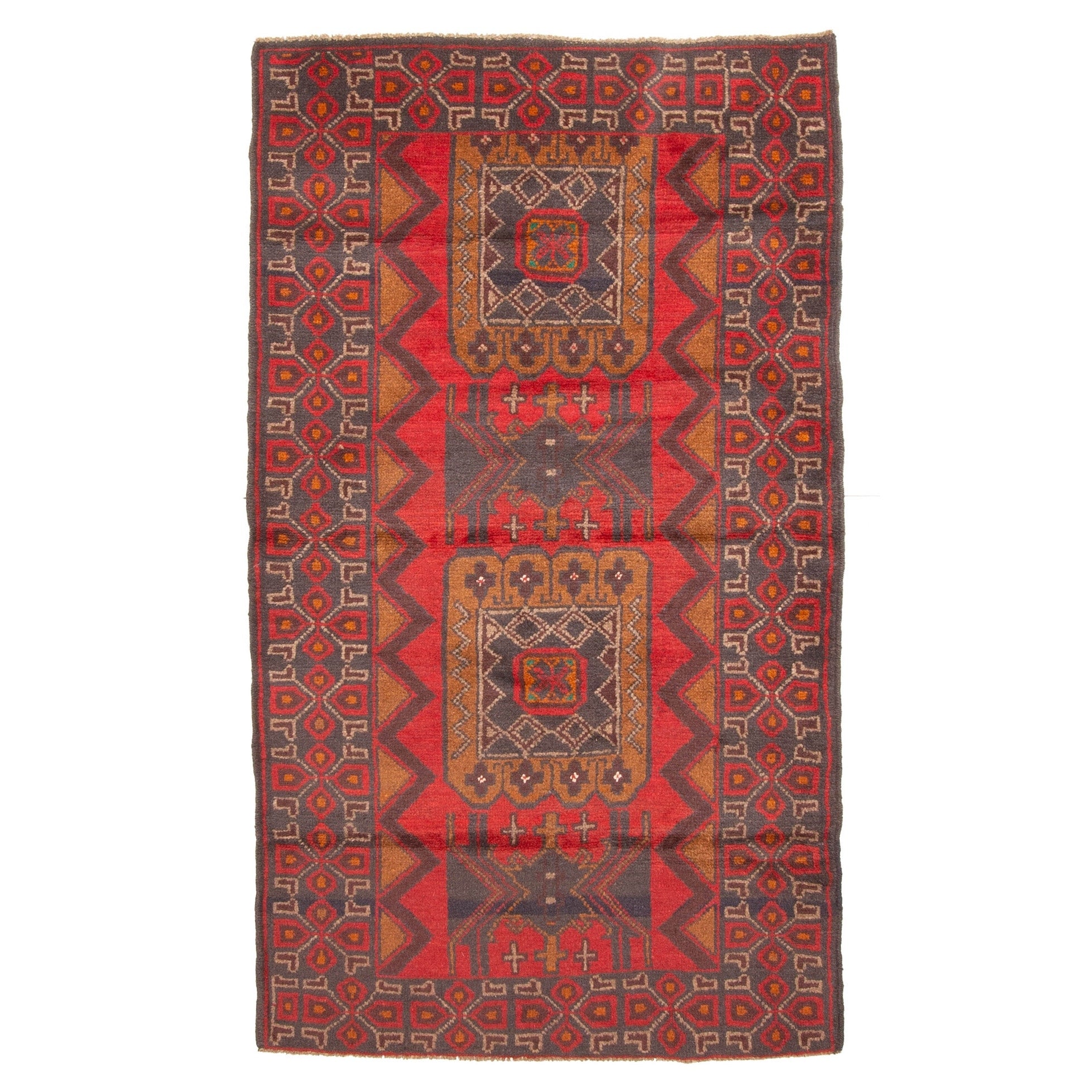 Ecarpetgallery Hand Knotted Rizbaft Red Wool Rug 35 X 511