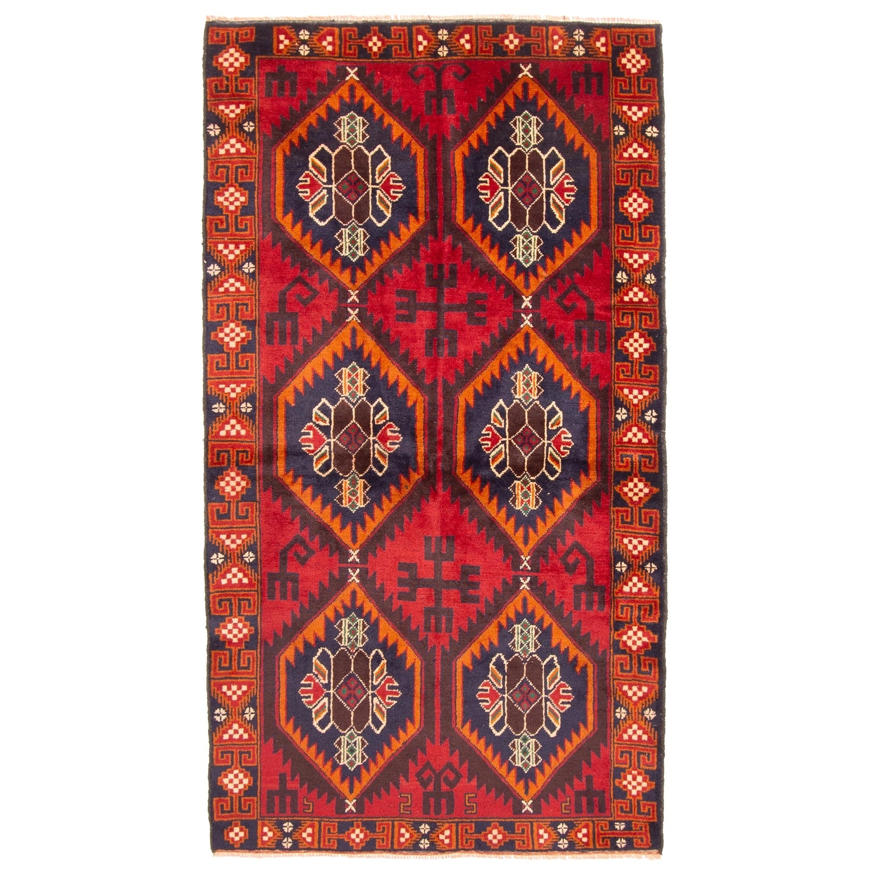 Ecarpetgallery Hand Knotted Rizbaft Red Wool Rug 39 X 69