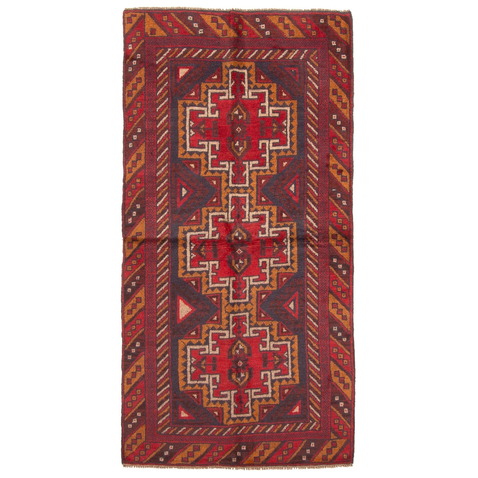 Ecarpetgallery Hand Knotted Rizbaft Red Wool Rug 33 X 67