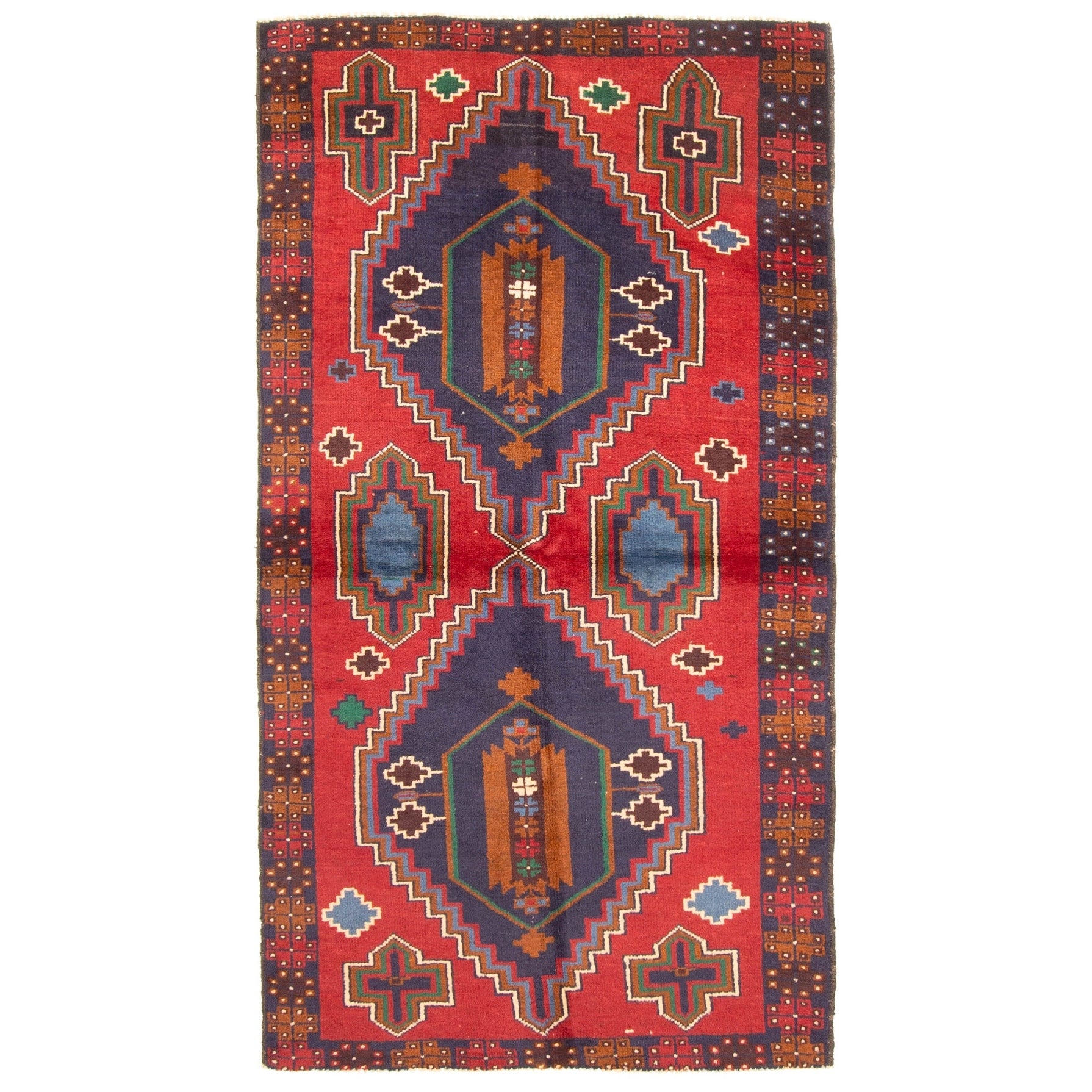 Ecarpetgallery Hand Knotted Rizbaft Red Wool Rug 35 X 63