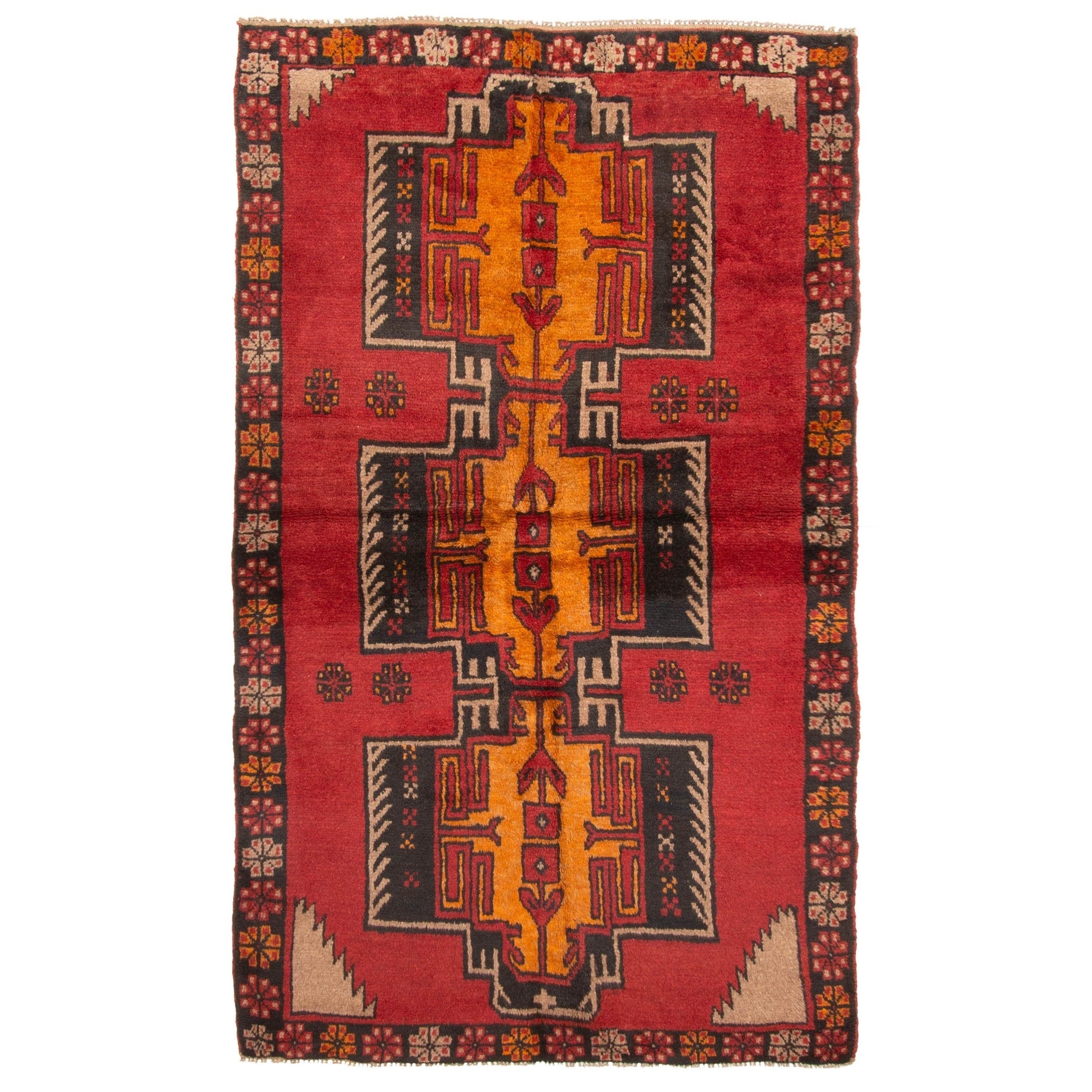 Ecarpetgallery Hand Knotted Rizbaft Red Wool Rug 38 X 65