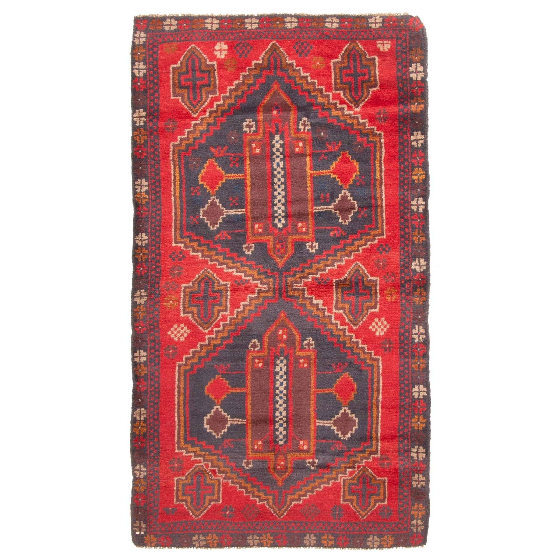 Ecarpetgallery Hand Knotted Rizbaft Red Wool Rug 34 X 60