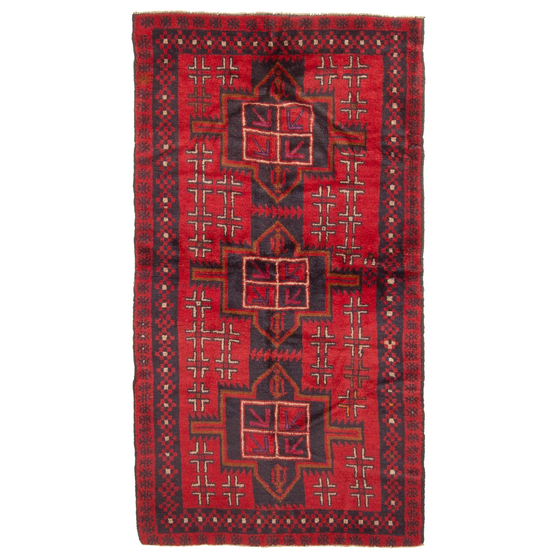 Ecarpetgallery Hand Knotted Rizbaft Red Wool Rug 35 X 64