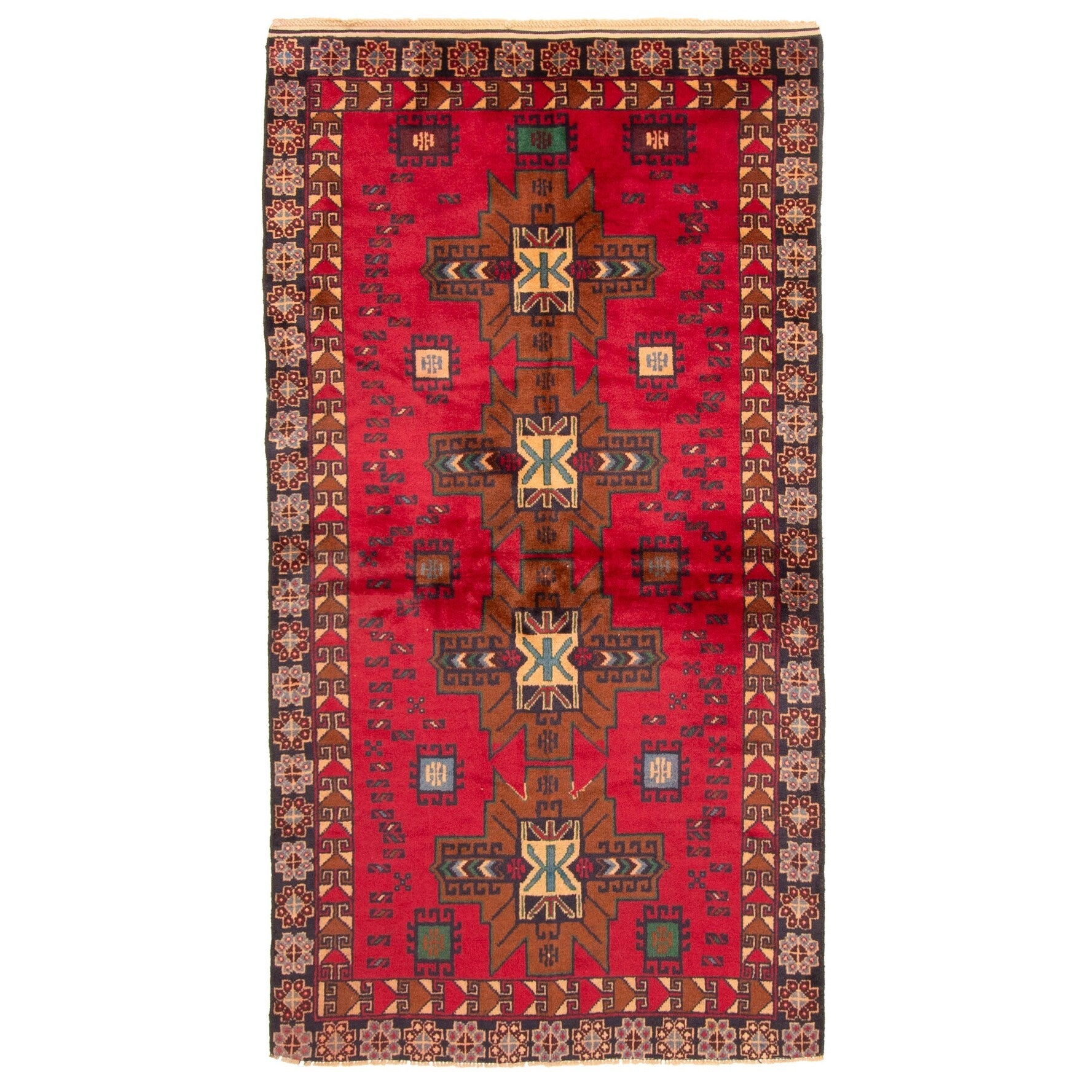 Ecarpetgallery Hand Knotted Rizbaft Red Wool Rug 34 X 64
