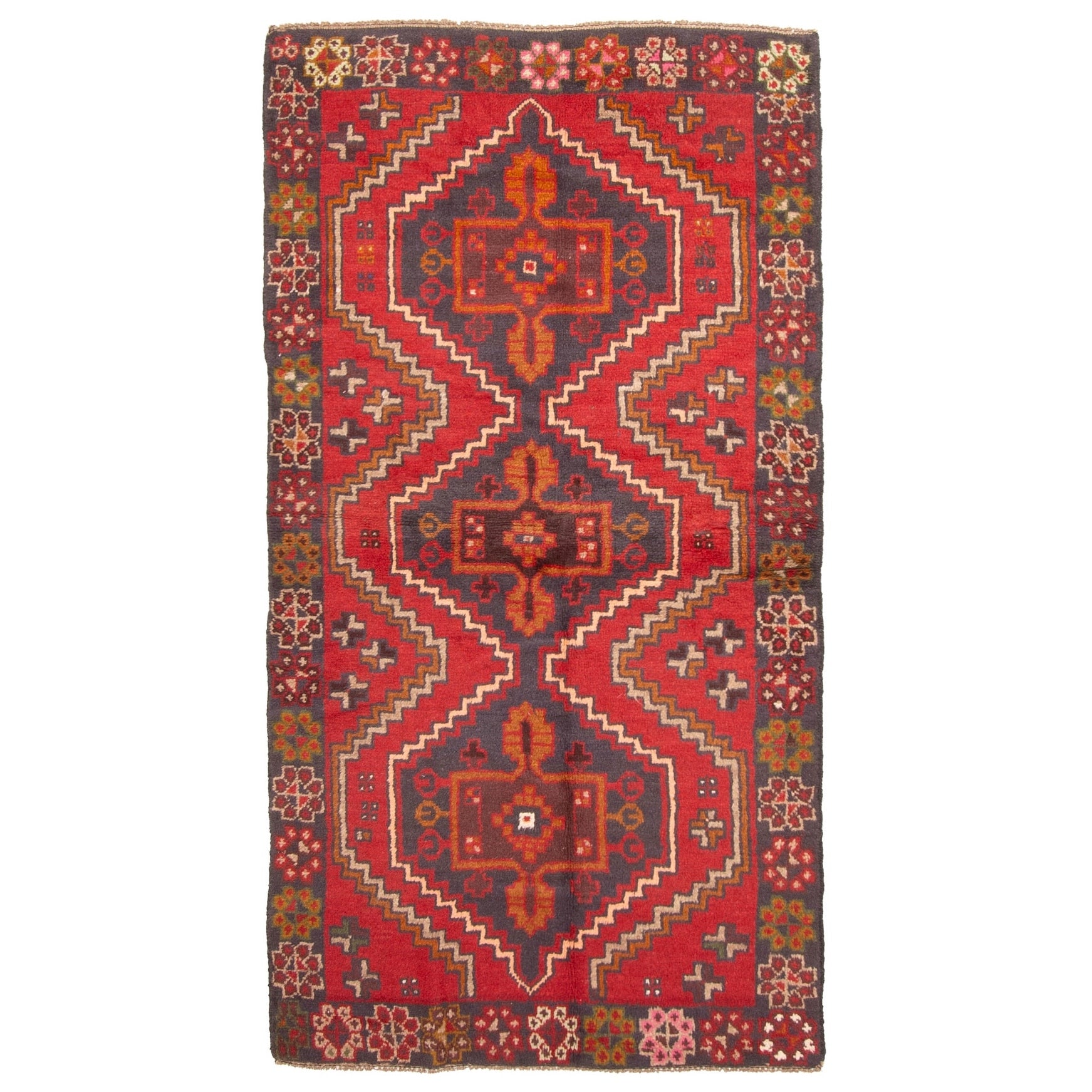 Ecarpetgallery Hand Knotted Rizbaft Red Wool Rug 34 X 66