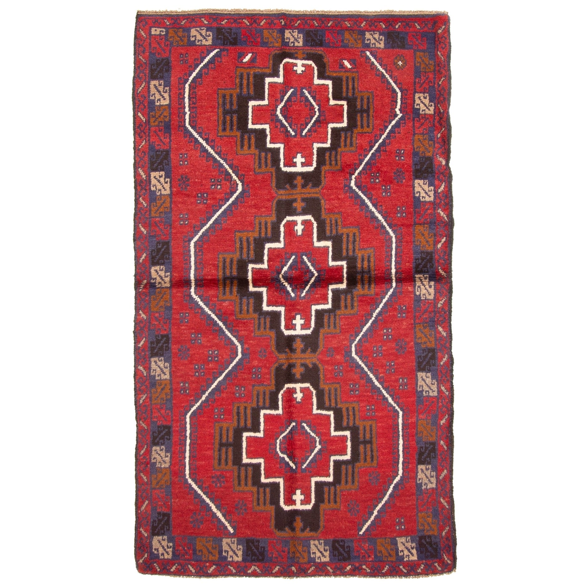 Ecarpetgallery Hand Knotted Rizbaft Red Wool Rug 35 X 66
