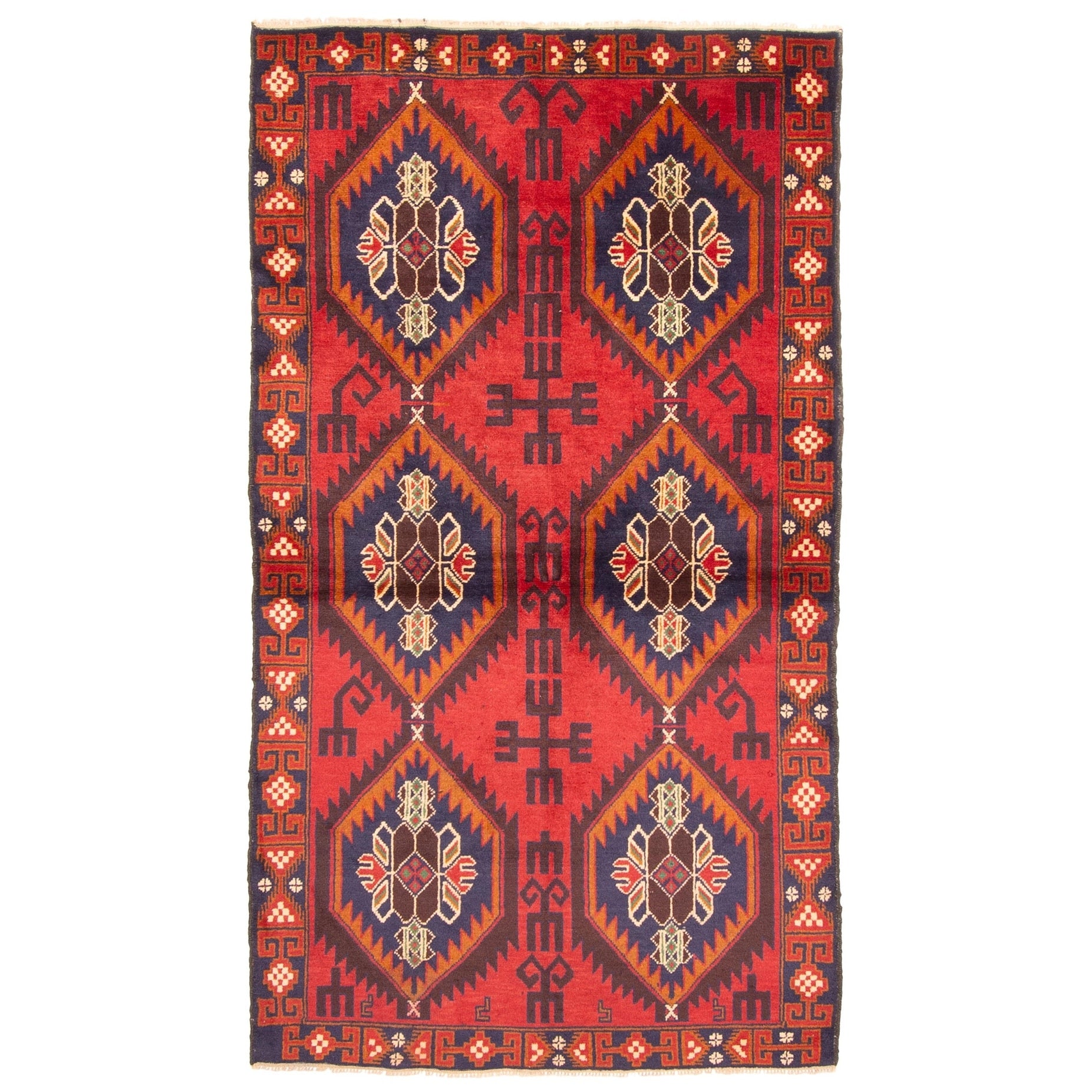 Ecarpetgallery Hand Knotted Rizbaft Red Wool Rug 36 X 66