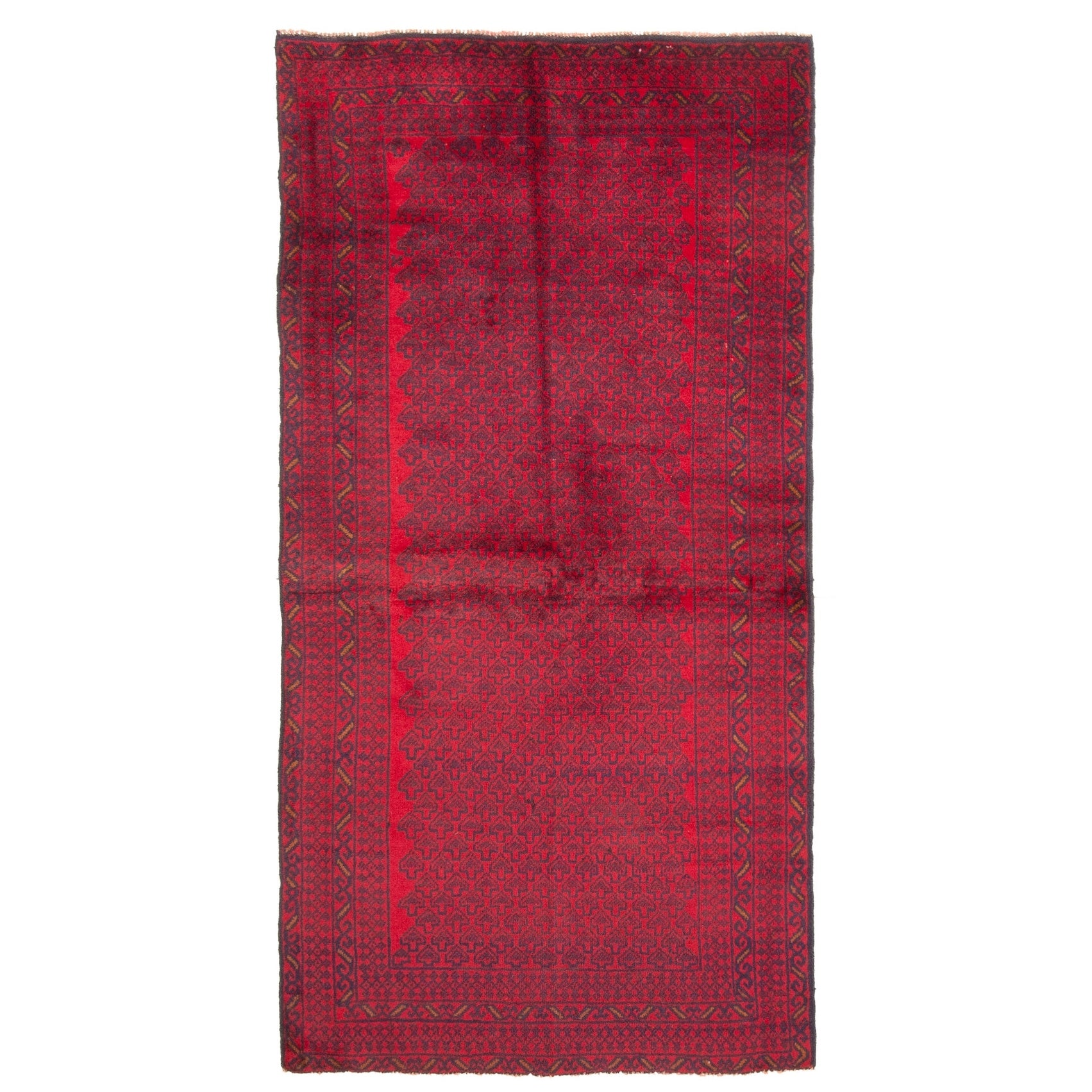 Ecarpetgallery Hand Knotted Rizbaft Red Wool Rug 35 X 66