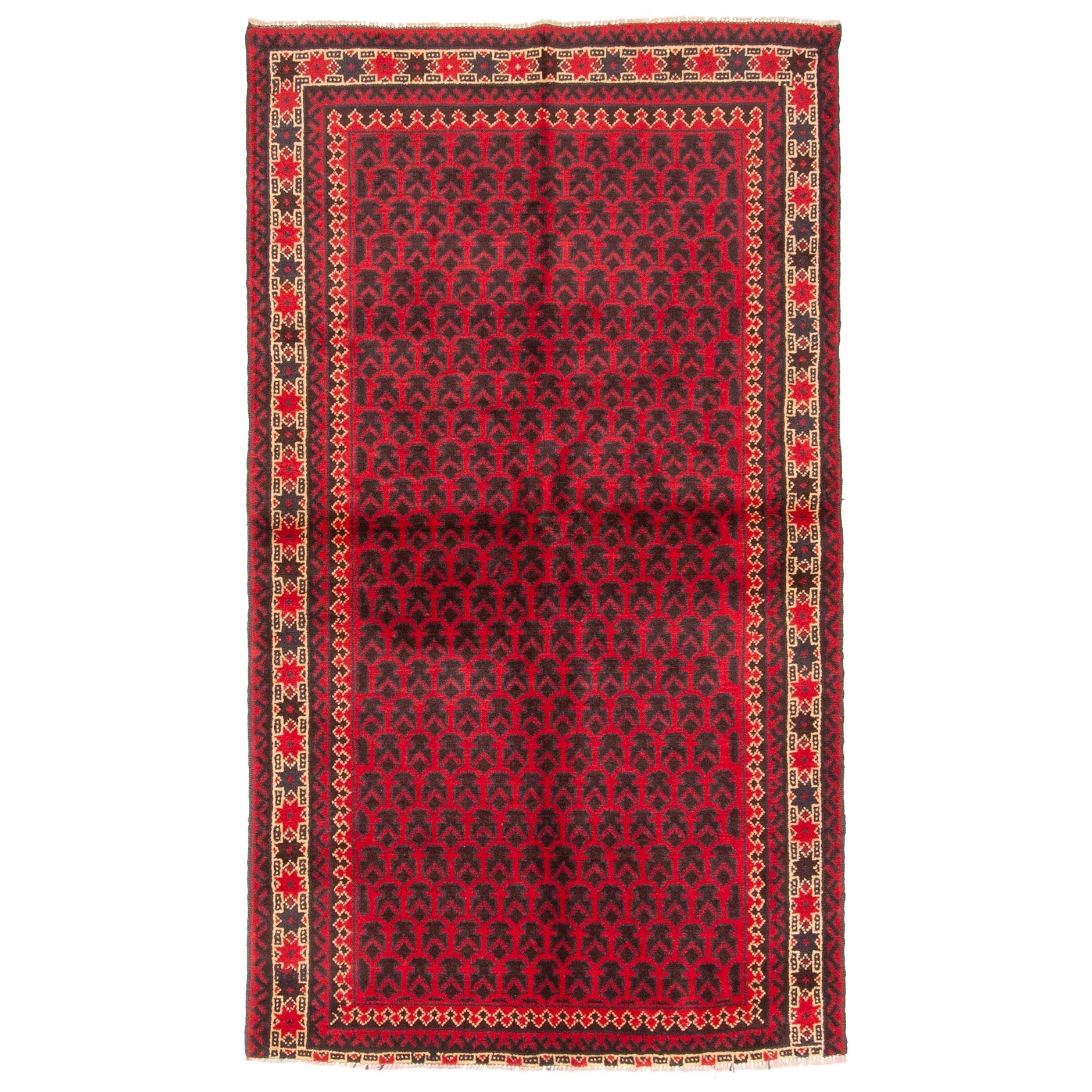 Ecarpetgallery Hand Knotted Rizbaft Red Wool Rug 36 X 511
