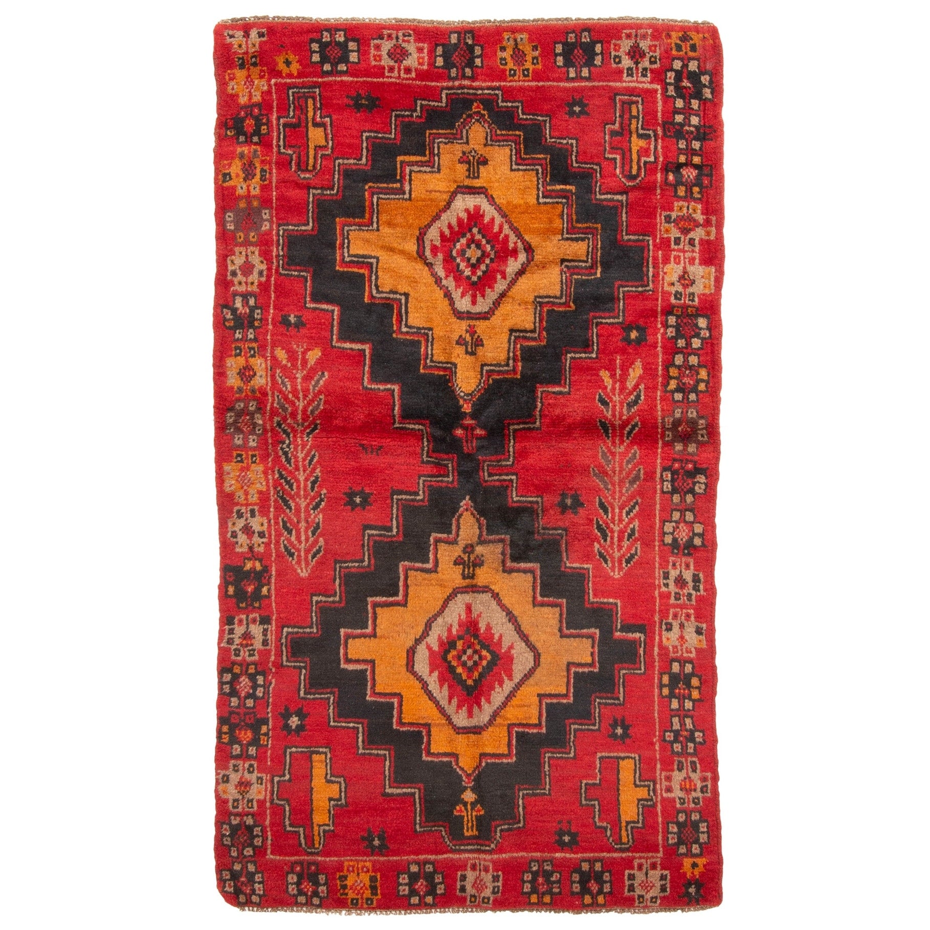 Ecarpetgallery Hand Knotted Rizbaft Red Wool Rug 36 X 64