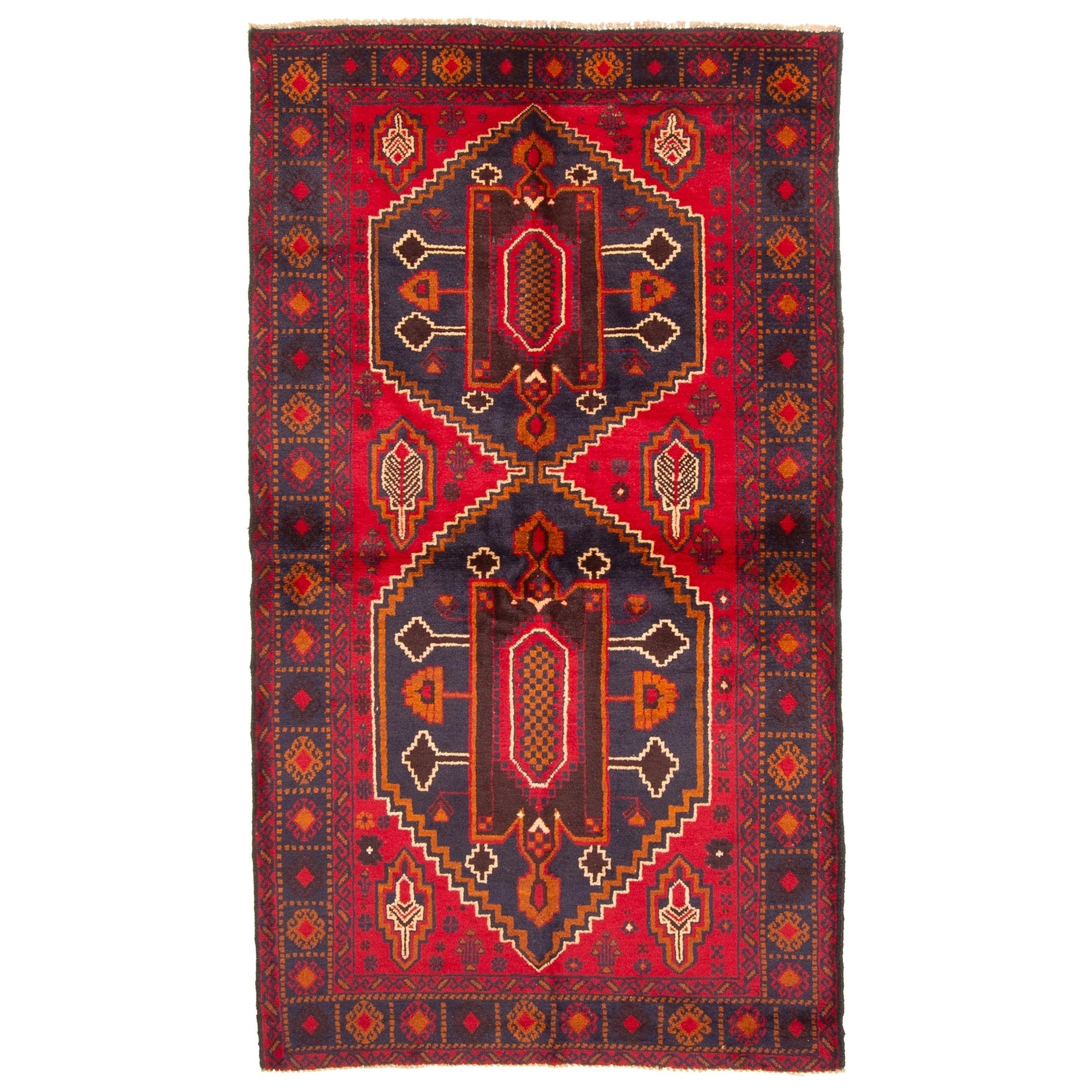 Ecarpetgallery Hand Knotted Rizbaft Red Wool Rug 37 X 64