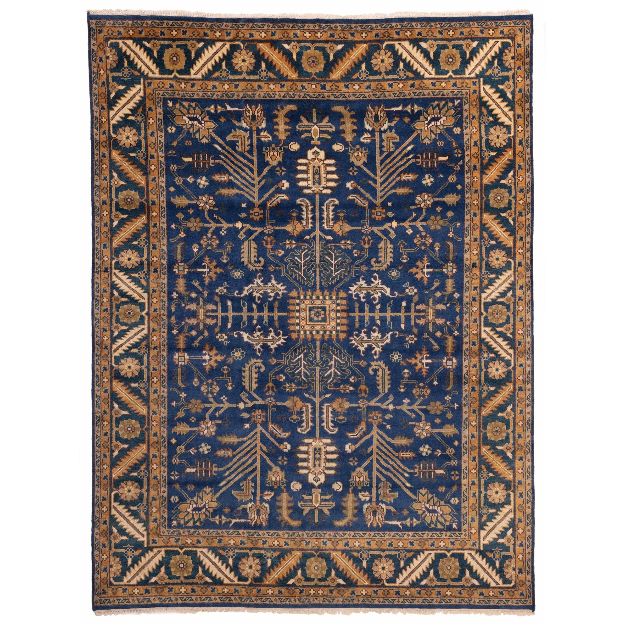 Ecarpetgallery Hand Knotted Serapi Heritage Dark Blue Wool Rug 811 X 1111