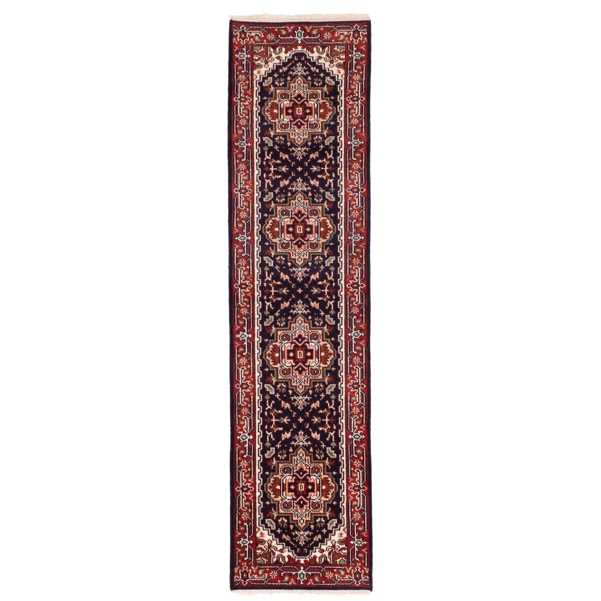 Ecarpetgallery Hand Knotted Serapi Heritage Dark Navy Wool Rug 26 X 119