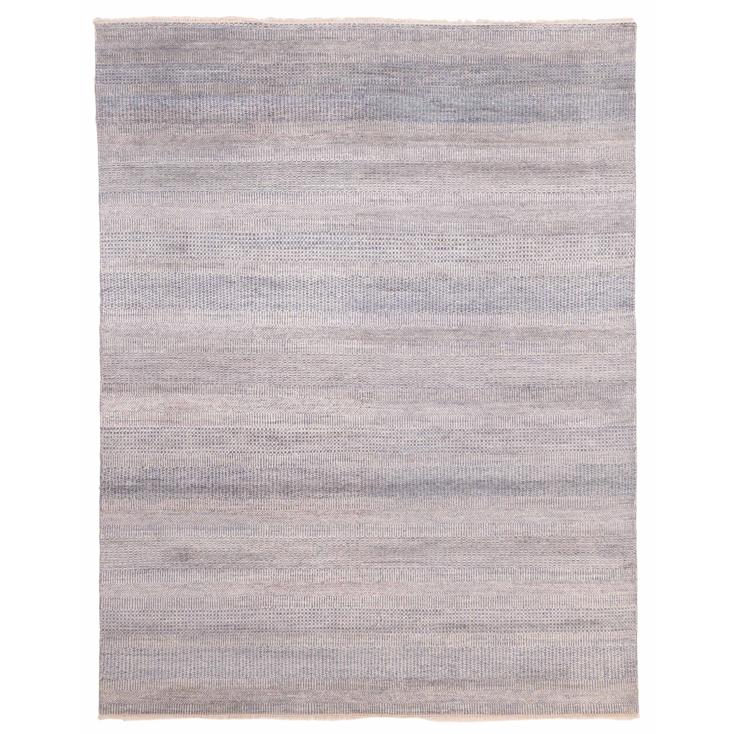 Ecarpetgallery Hand Knotted Silk Shadow Blue Silk Wool Rug 710 X 100
