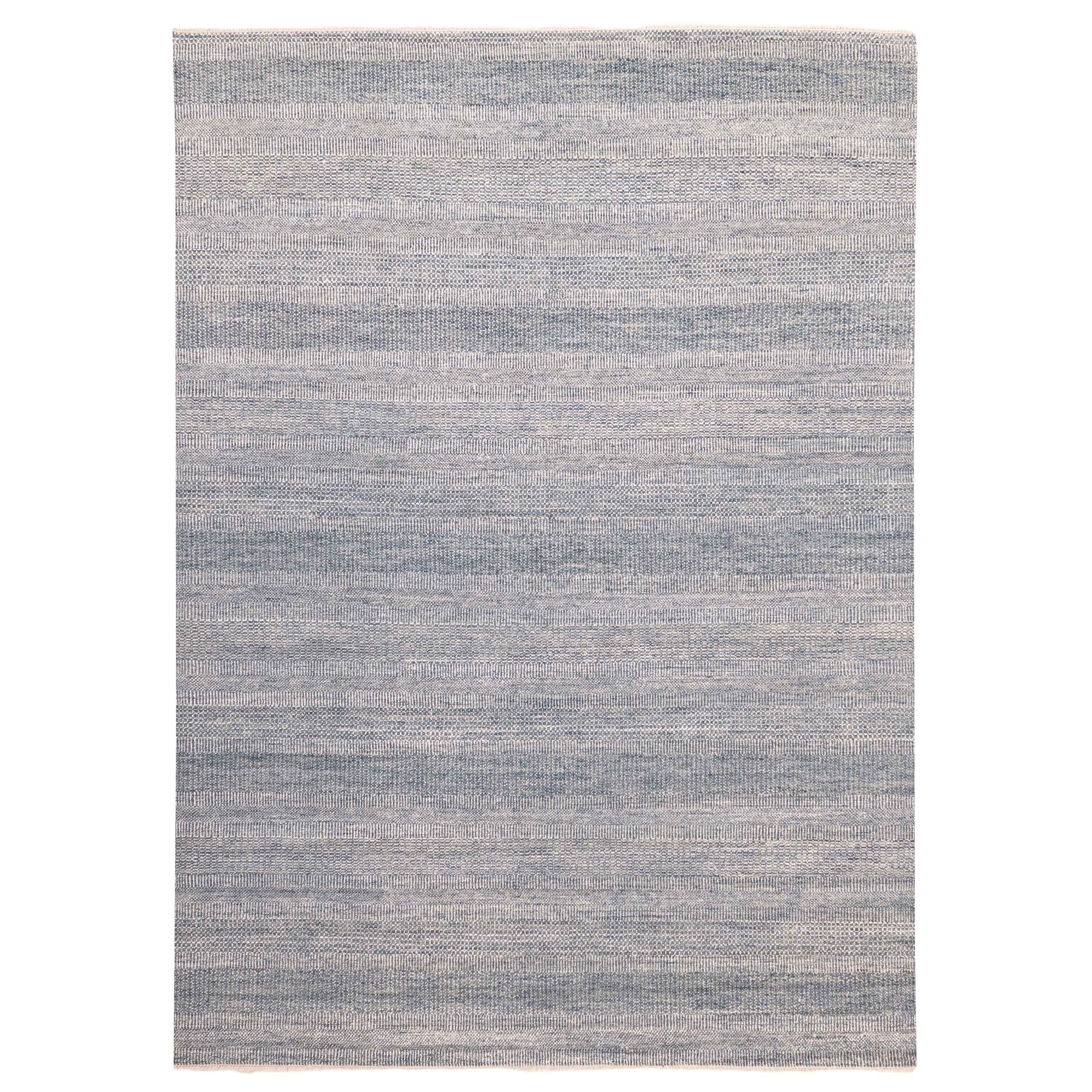 Ecarpetgallery Hand Knotted Silk Shadow Dark Blue Silk Wool Rug 90 X 123