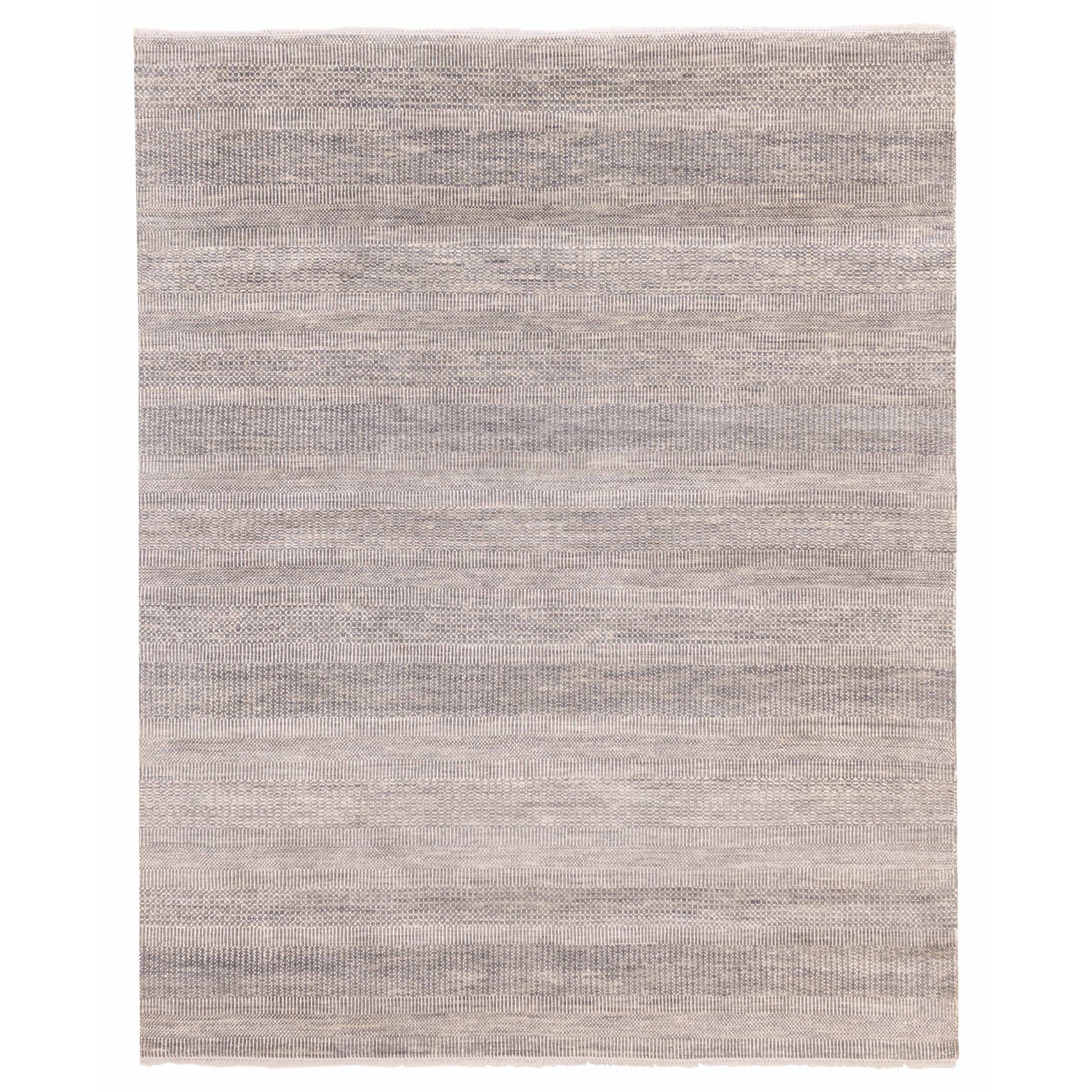Ecarpetgallery Hand Knotted Silk Shadow Grey Silk Wool Rug 711 X 99