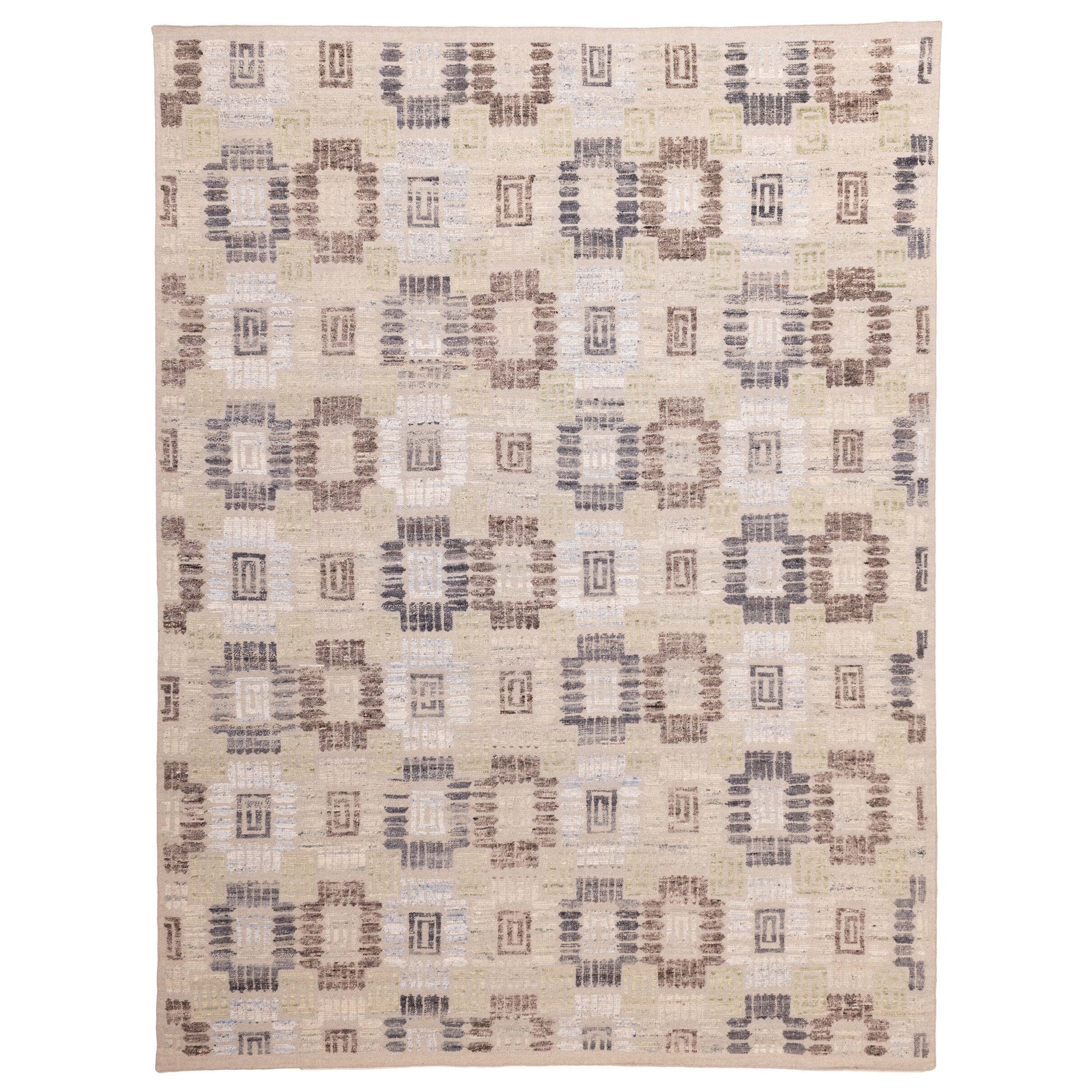 Ecarpetgallery Hand Knotted Tangier Grey Viscose Wool Rug 92 X 1111