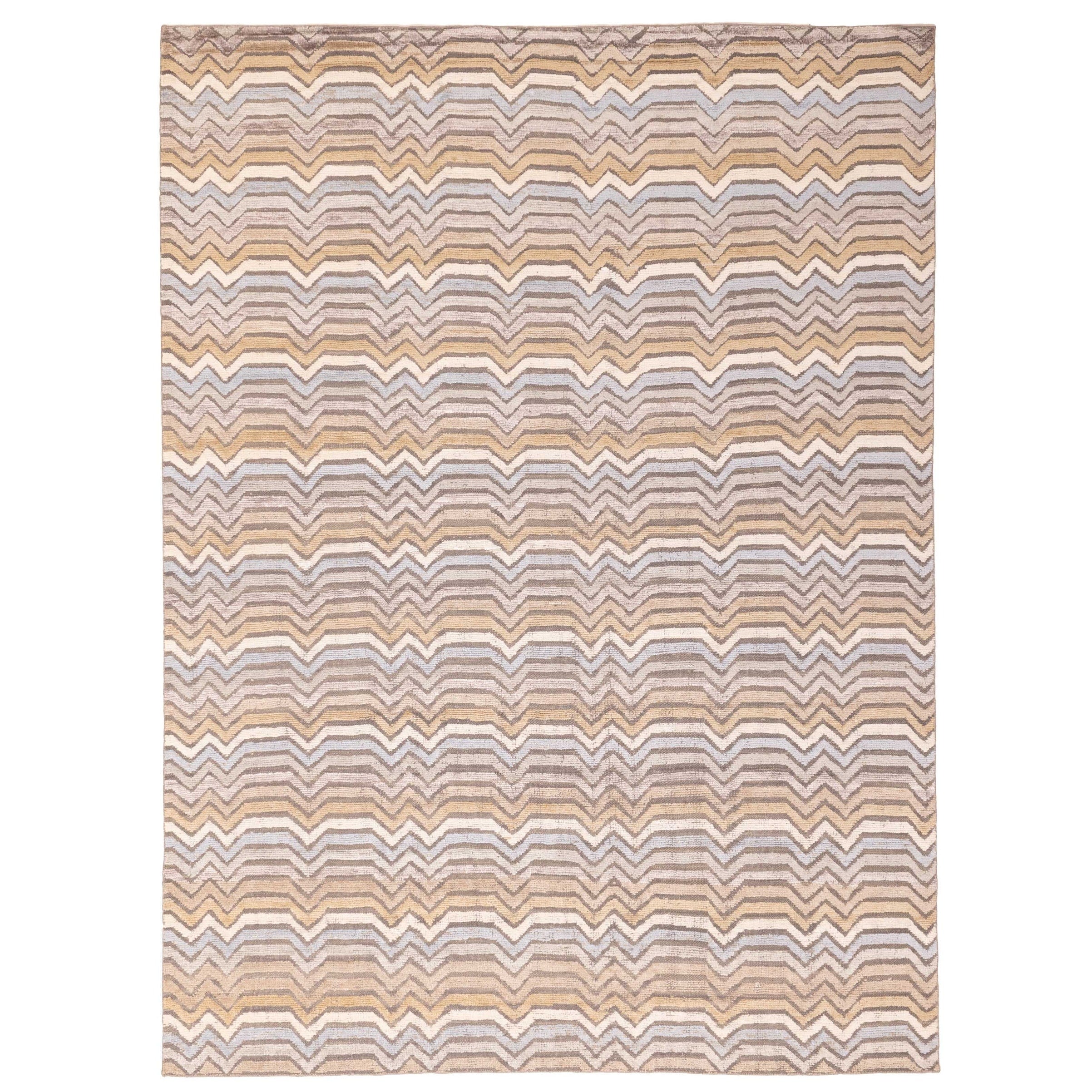 Ecarpetgallery Hand Knotted Tangier Taupe Silk Wool Rug 92 X 1110