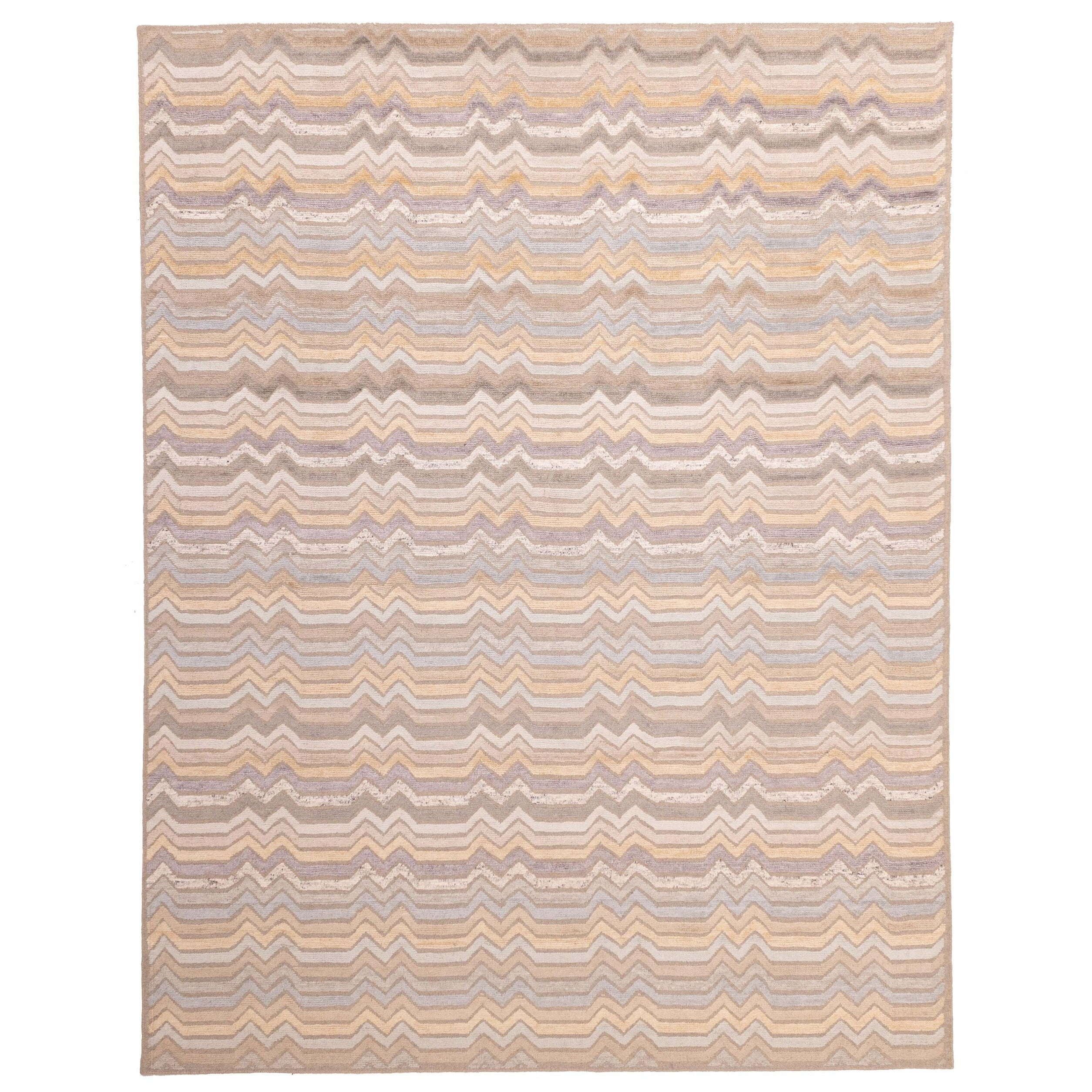 Ecarpetgallery Hand Knotted Tangier Taupe Silk Wool Rug 92 X 119