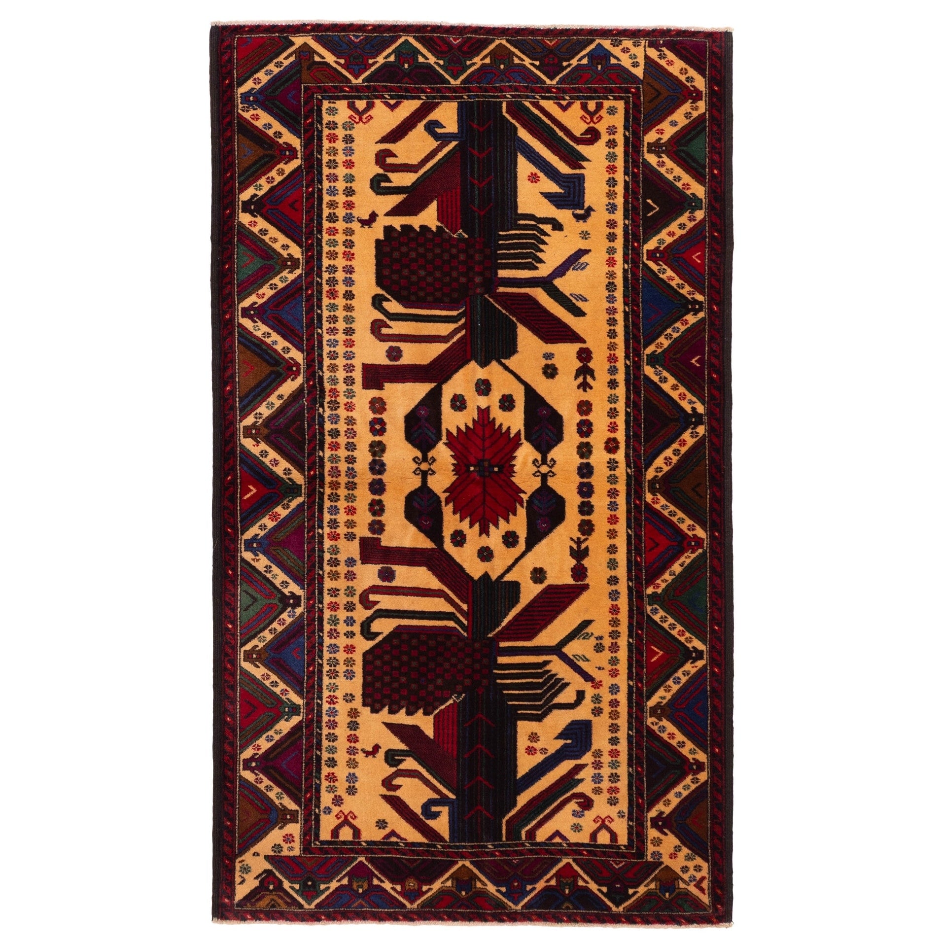 Ecarpetgallery Hand Knotted Teimani Beige Wool Rug 39 X 67