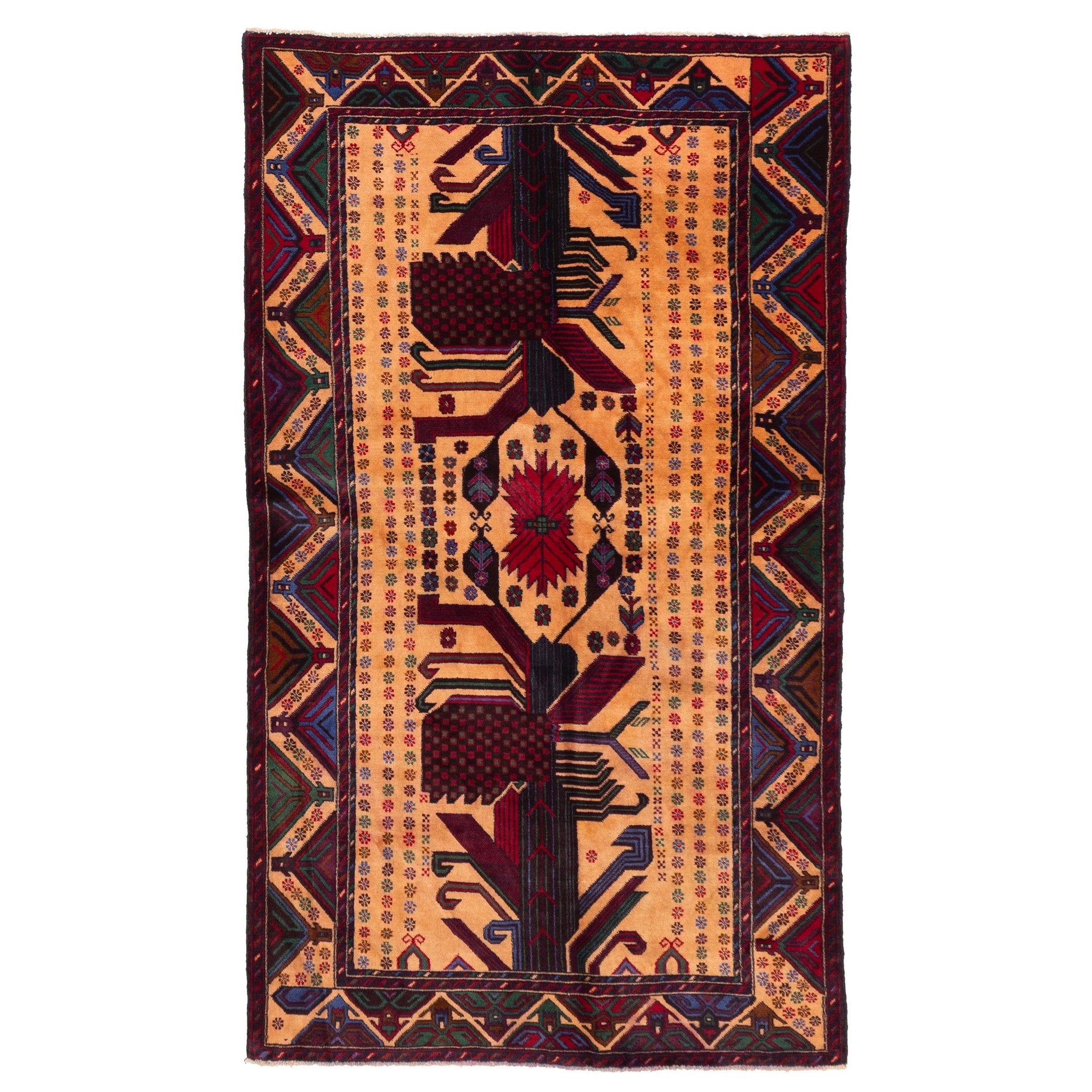 Ecarpetgallery Hand Knotted Teimani Beige Wool Rug 39 X 67