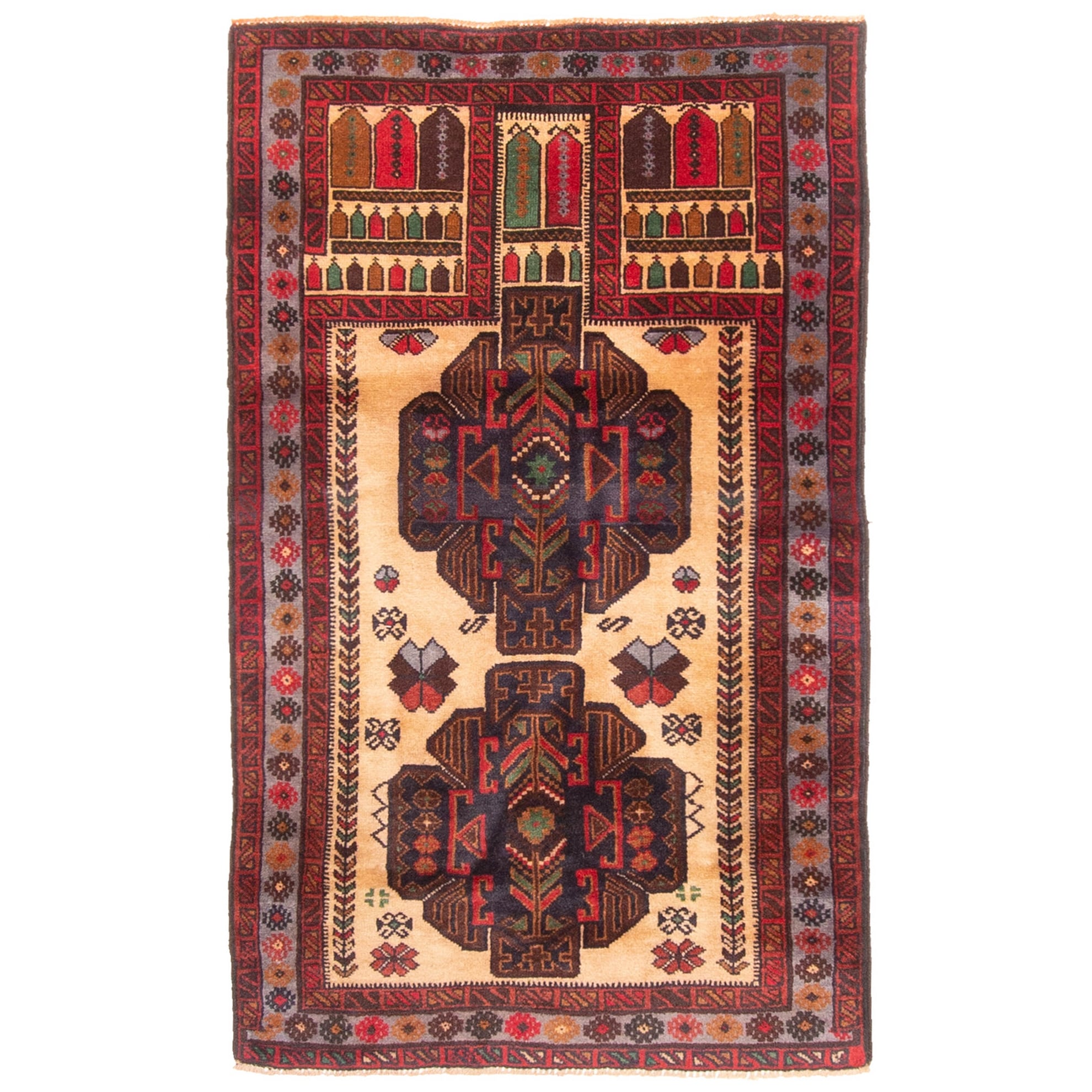 Ecarpetgallery Hand Knotted Teimani Beige Wool Rug 29 X 47