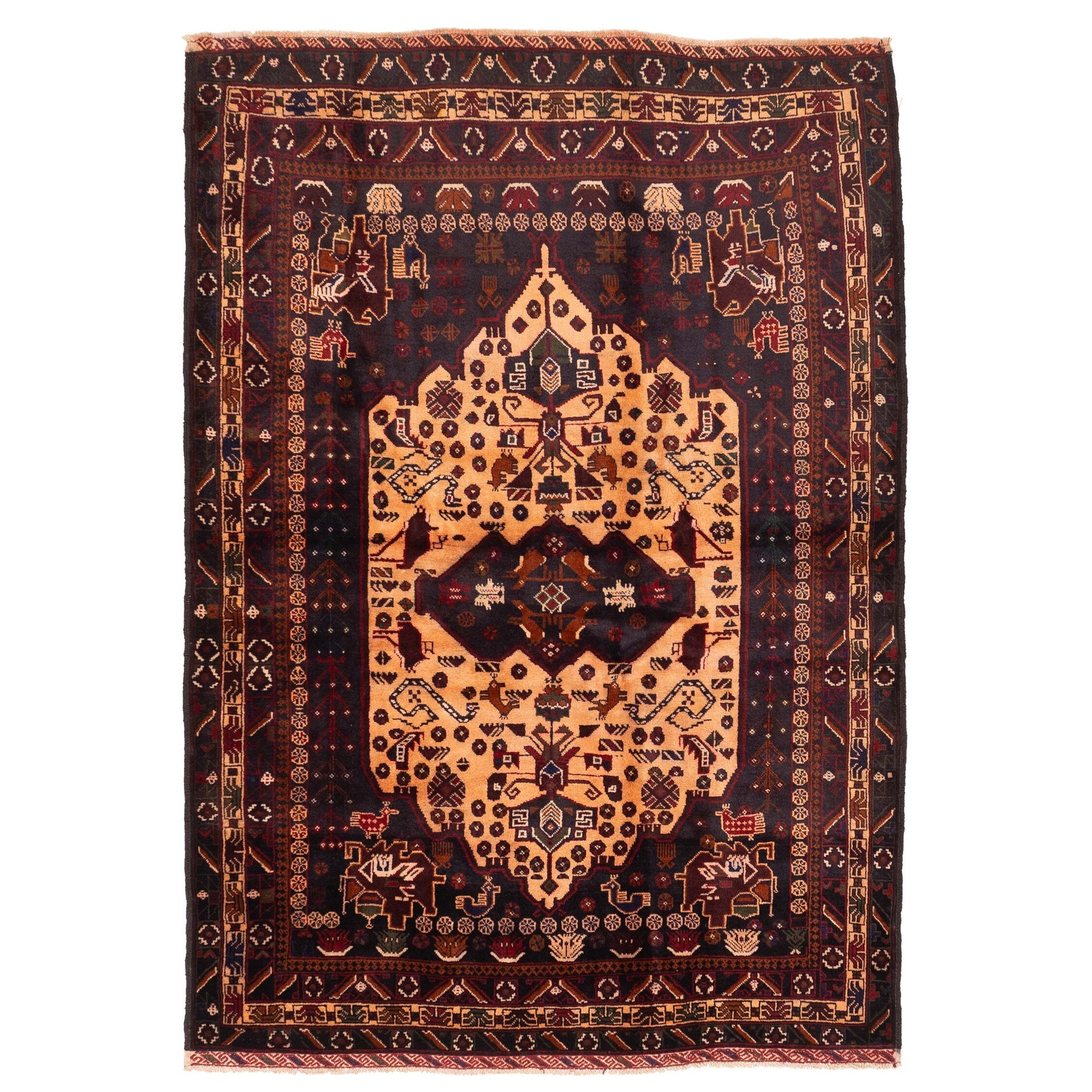Ecarpetgallery Hand Knotted Teimani Beige Black Wool Rug 411 X 70