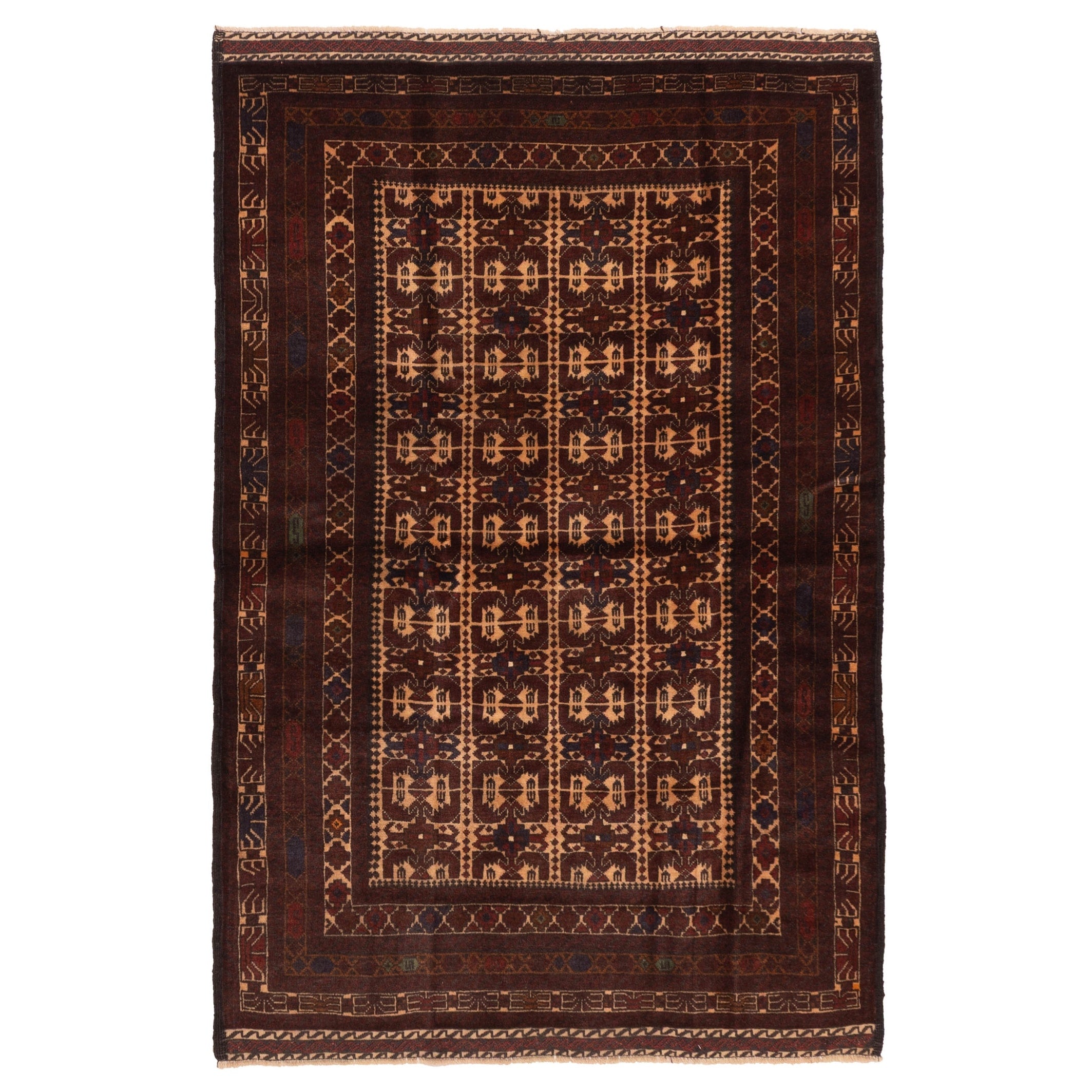 Ecarpetgallery Hand Knotted Teimani Beige Dark Red Wool Rug 41 X 63