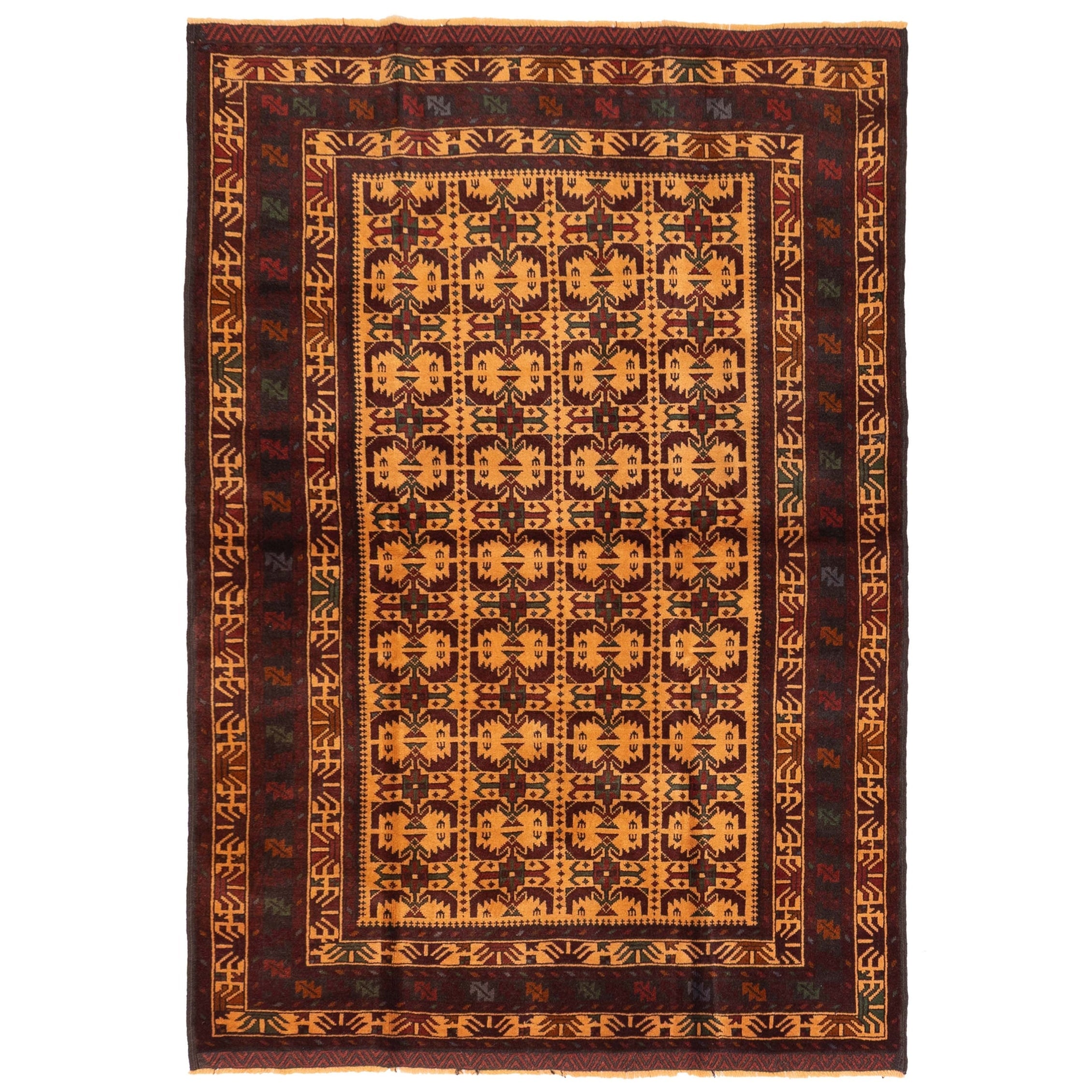 Ecarpetgallery Hand Knotted Teimani Beige Dark Red Wool Rug 42 X 60