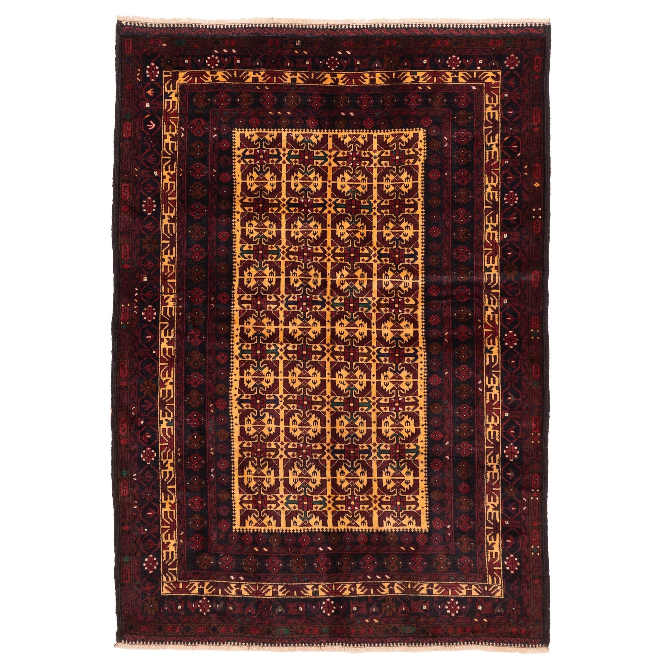 Ecarpetgallery Hand Knotted Teimani Beige Dark Red Wool Rug 46 X 68