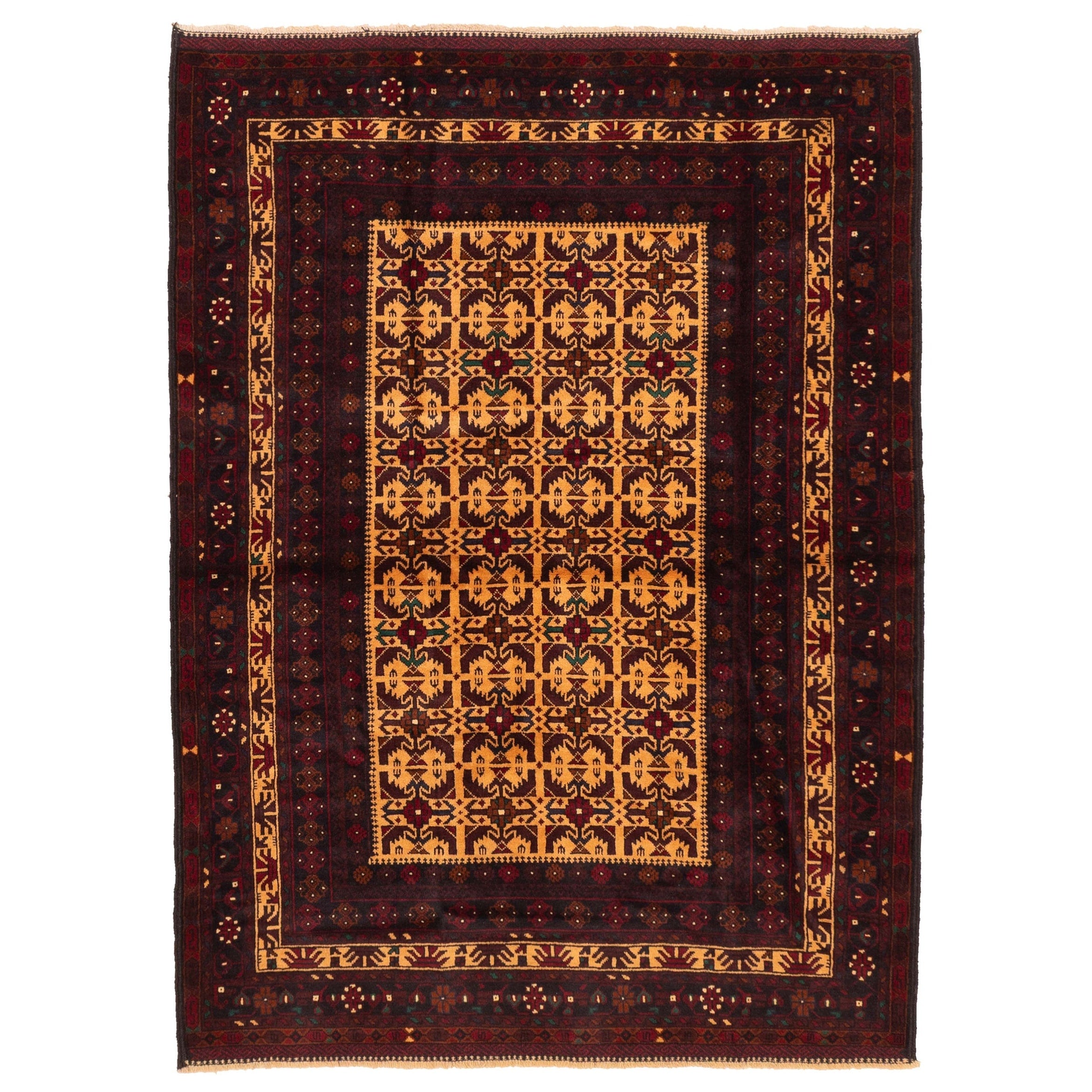 Ecarpetgallery Hand Knotted Teimani Beige Dark Red Wool Rug 45 X 62