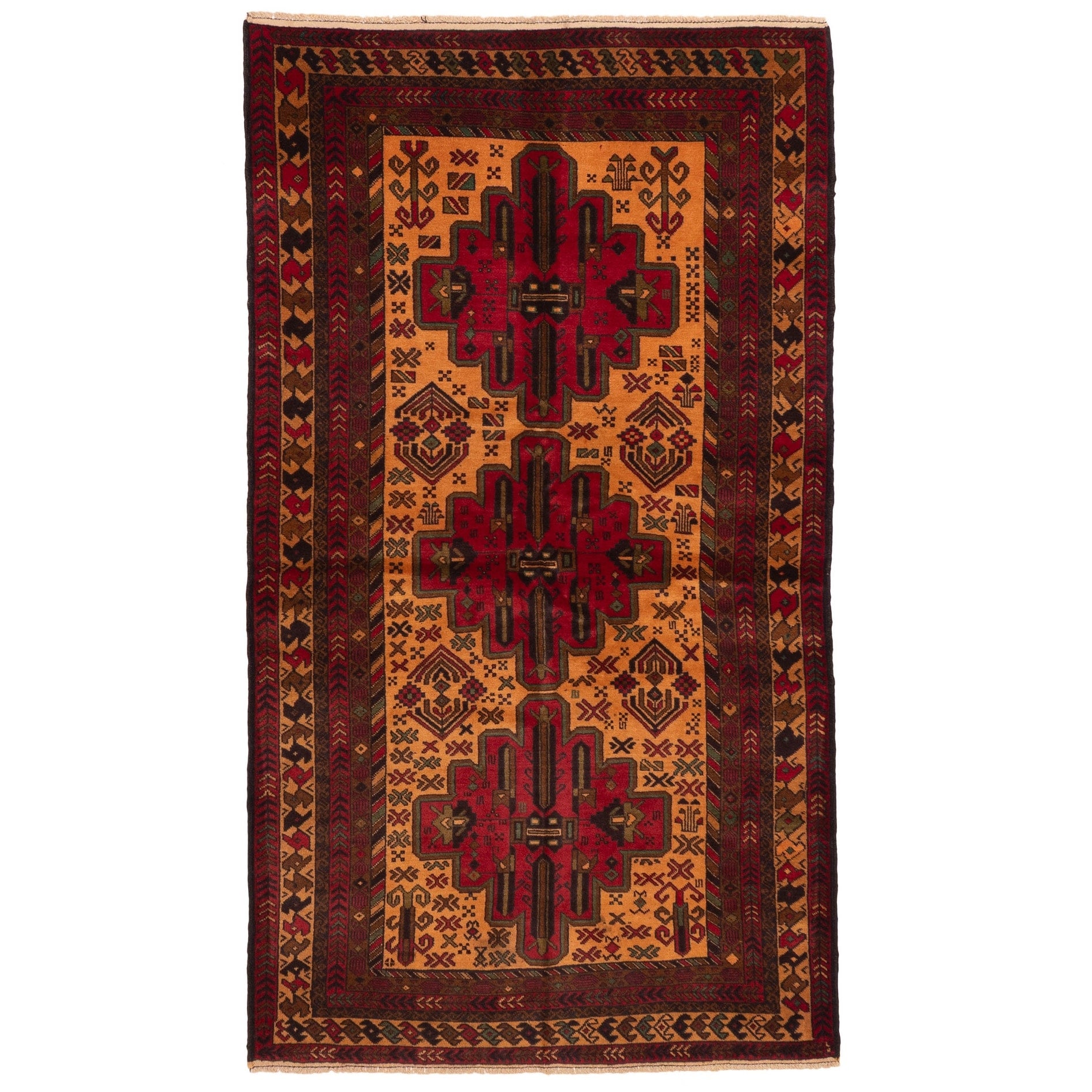 Ecarpetgallery Hand Knotted Teimani Beige Tan Wool Rug 38 X 67
