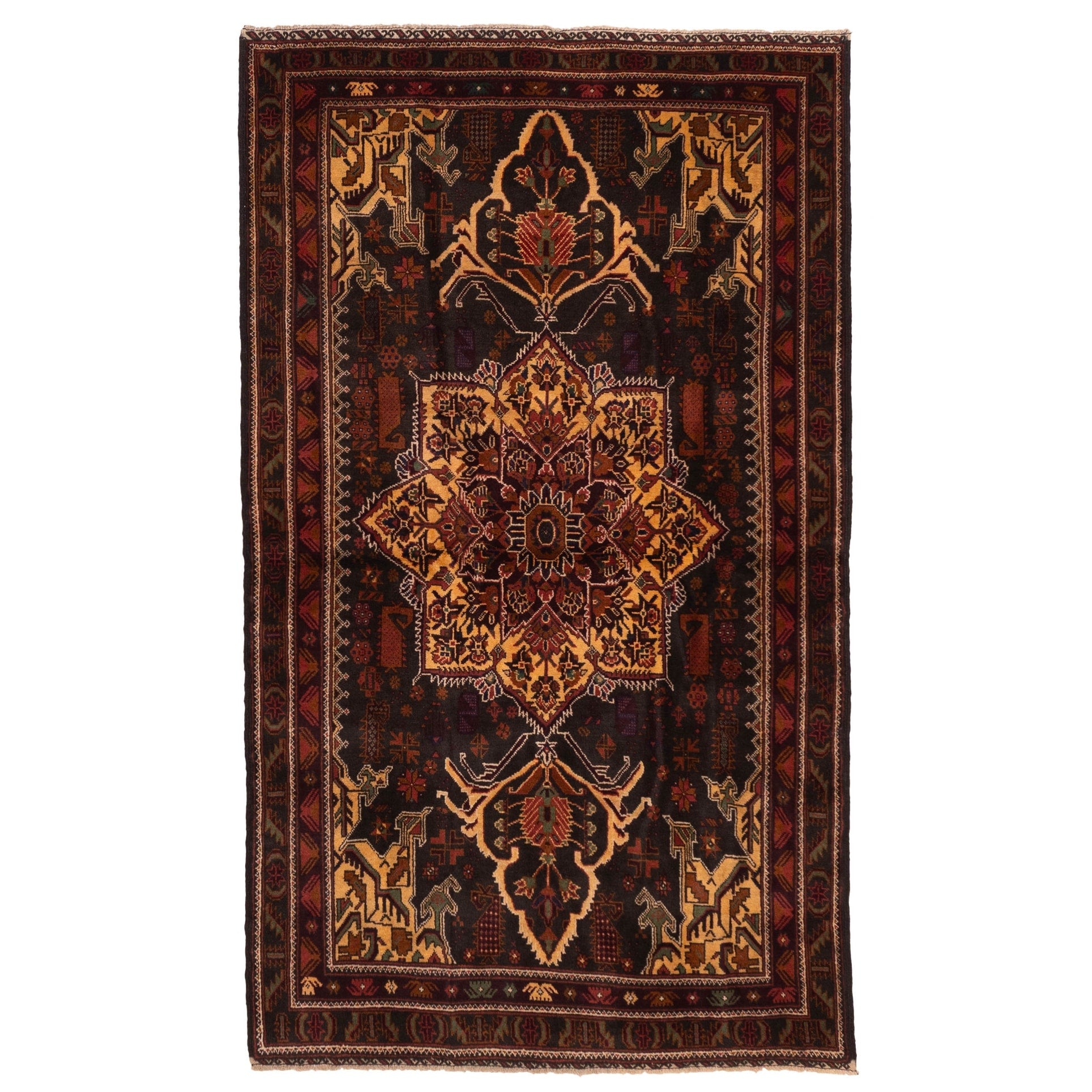 Ecarpetgallery Hand Knotted Teimani Black Wool Rug 43 X 72