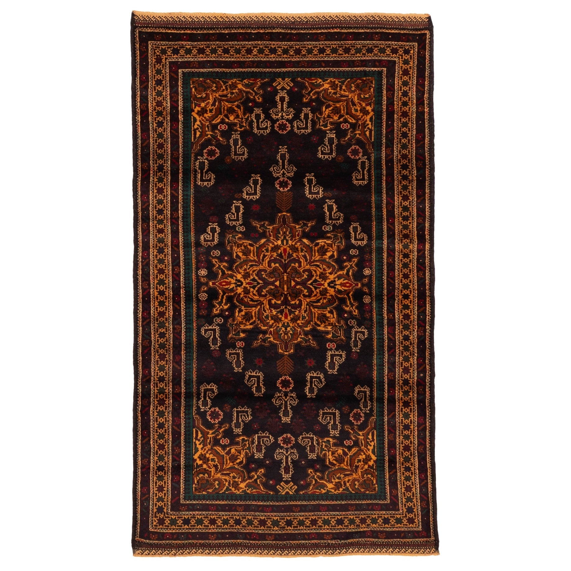 Ecarpetgallery Hand Knotted Teimani Black Wool Rug 38 X 69