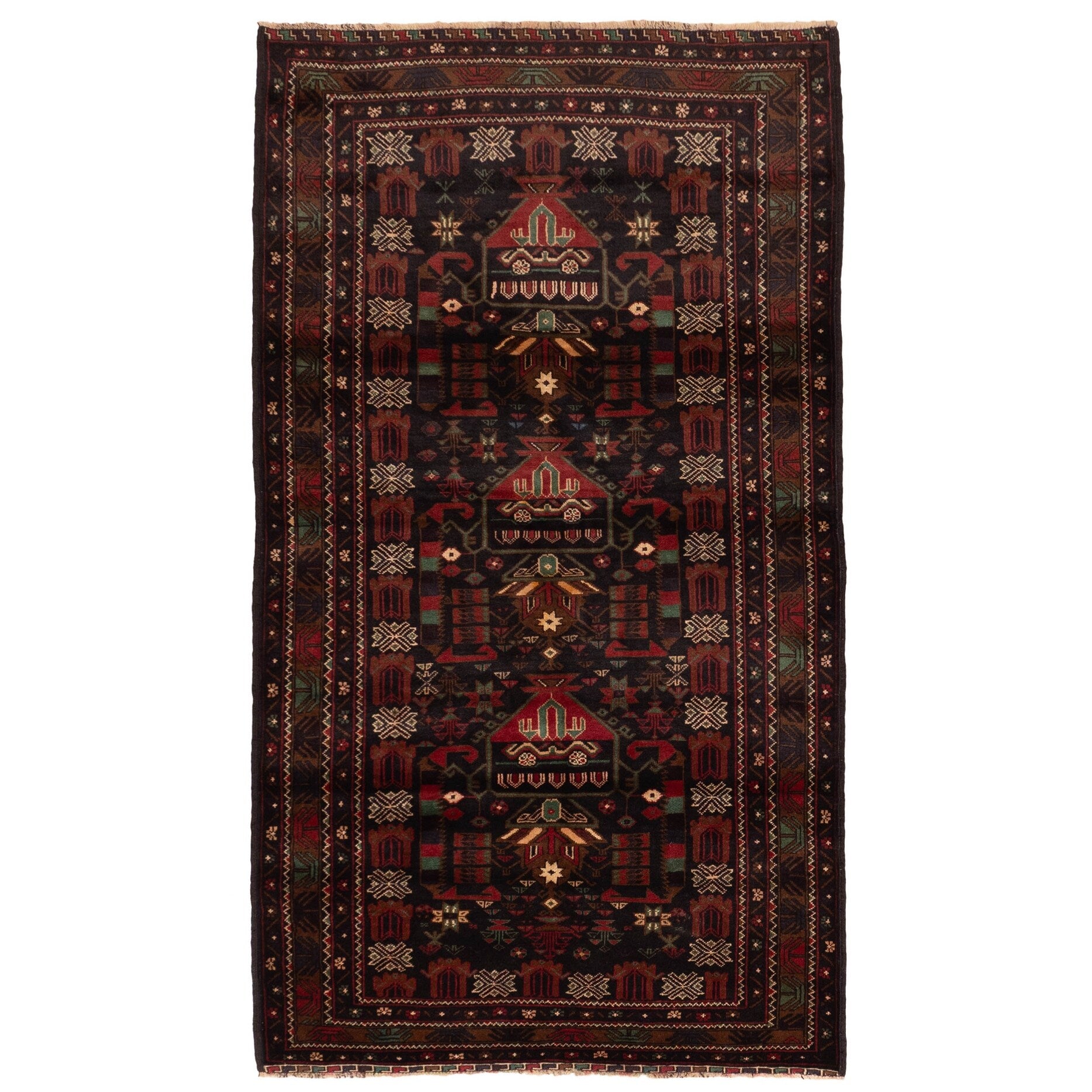 Ecarpetgallery Hand Knotted Teimani Black Wool Rug 38 X 69