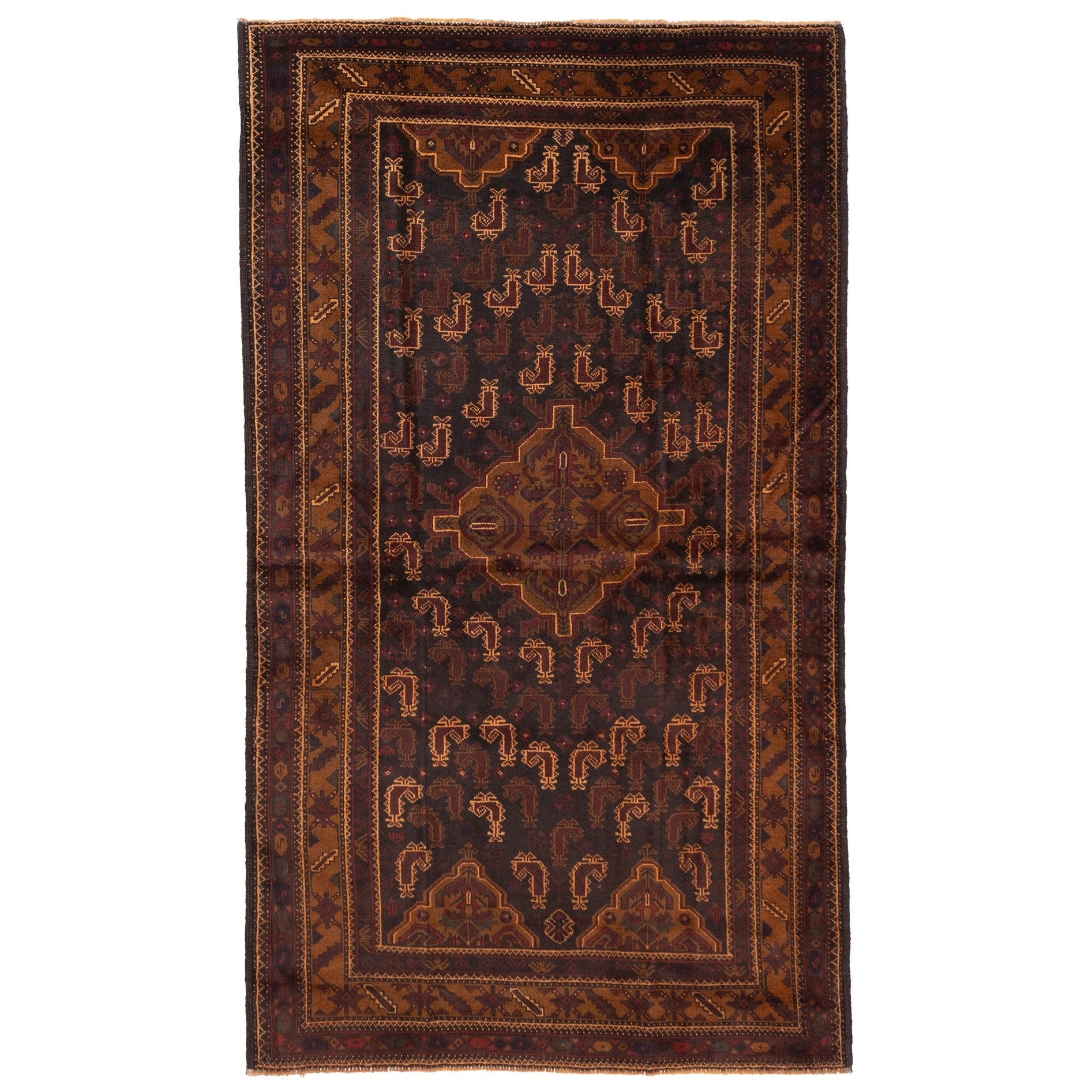 Ecarpetgallery Hand Knotted Teimani Black Brown Wool Rug 43 X 73