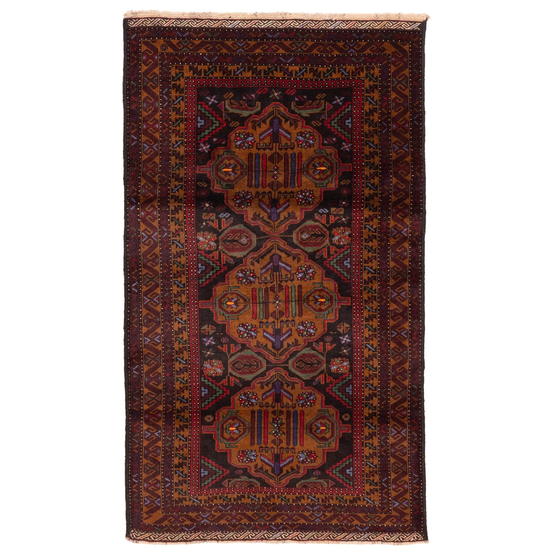 Ecarpetgallery Hand Knotted Teimani Black Brown Wool Rug 39 X 68