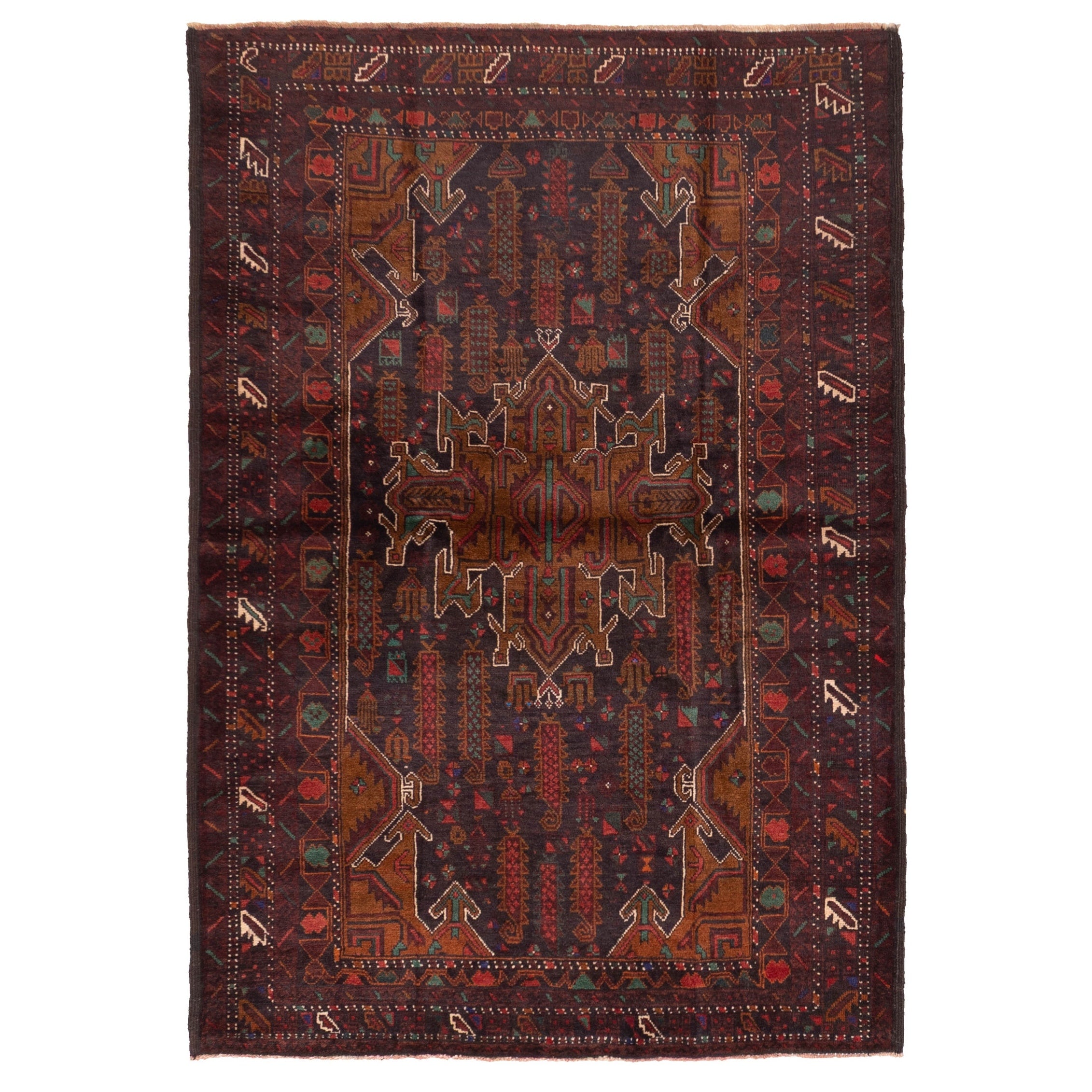 Ecarpetgallery Hand Knotted Teimani Black Brown Wool Rug 44 X 63