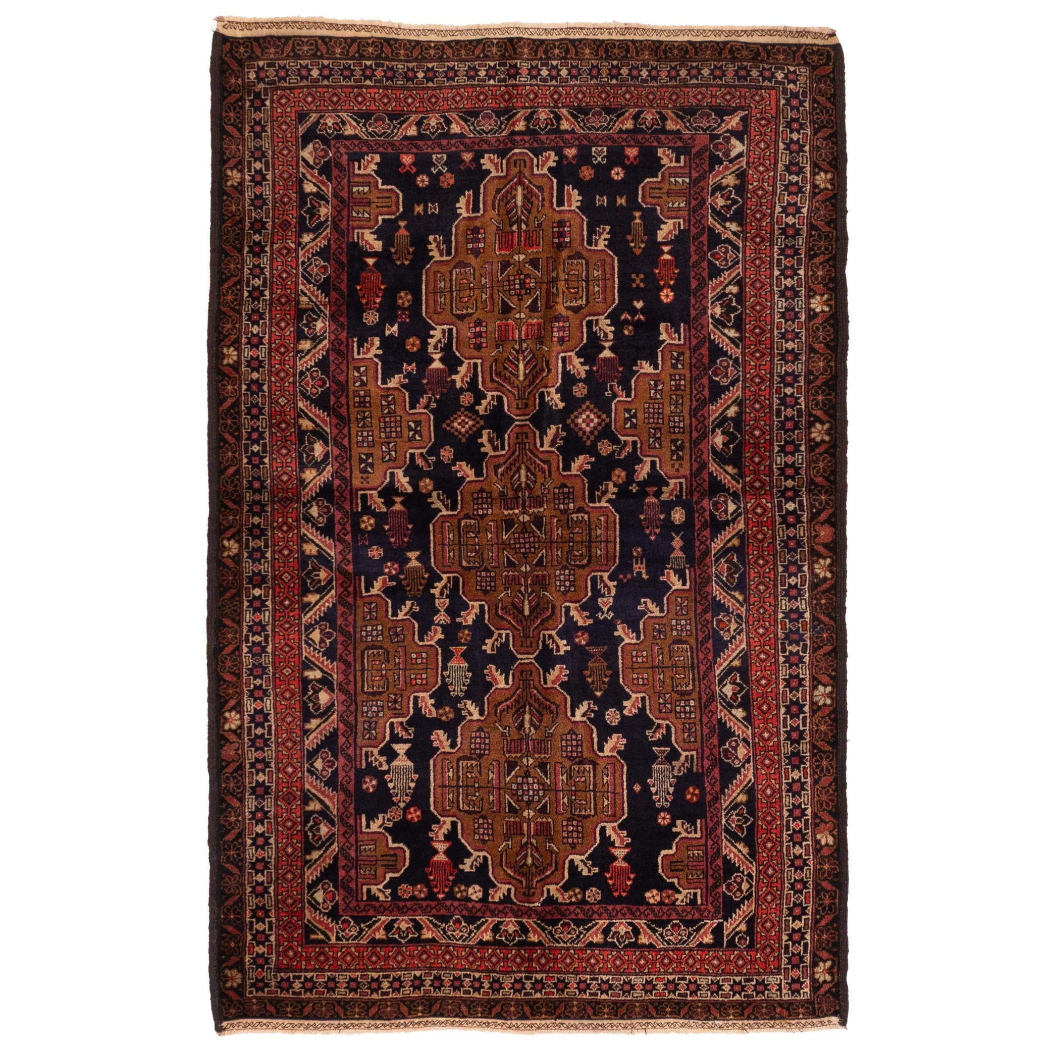 Ecarpetgallery Hand Knotted Teimani Black Brown Wool Rug 40 X 63