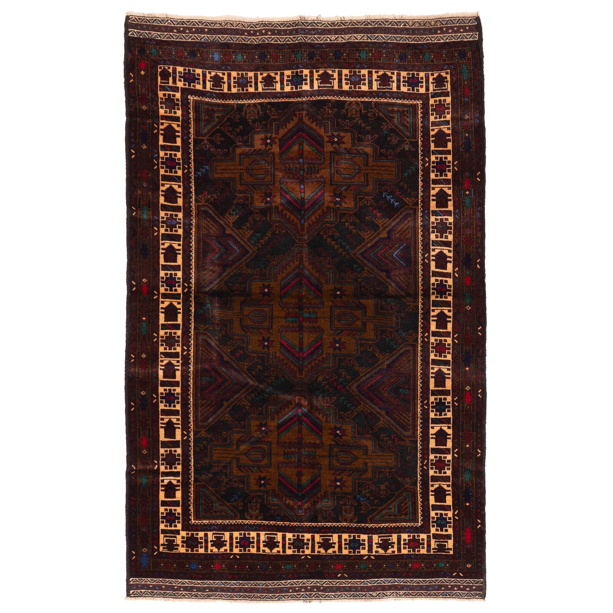 Ecarpetgallery Hand Knotted Teimani Black Brown Wool Rug 40 X 65