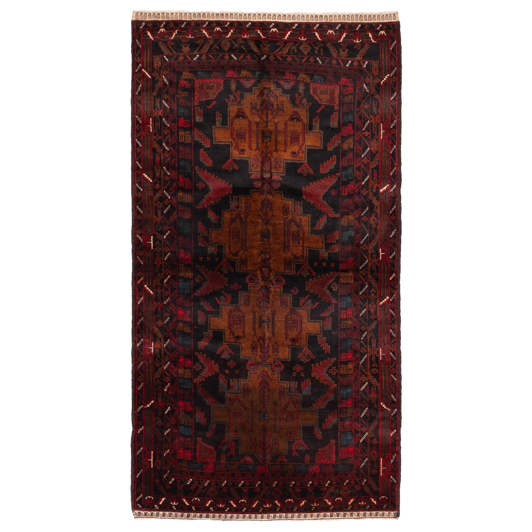 Ecarpetgallery Hand Knotted Teimani Black Burnt Orange Wool Rug 311 X 77