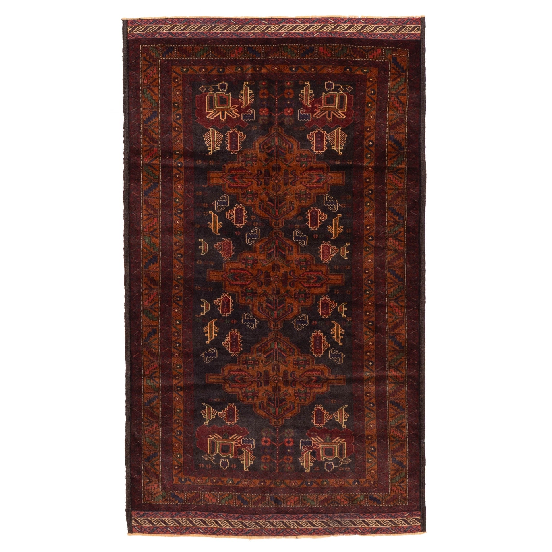 Ecarpetgallery Hand Knotted Teimani Black Burnt Orange Wool Rug 310 X 67