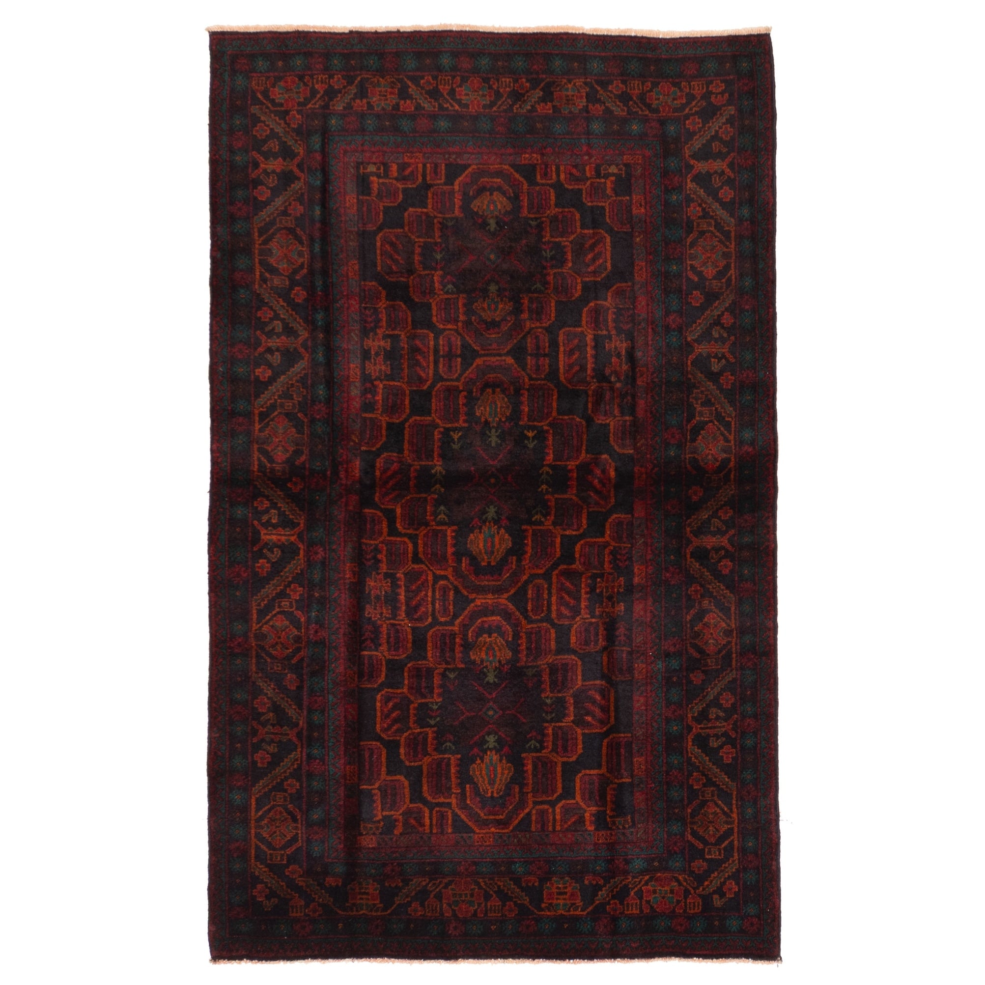 Ecarpetgallery Hand Knotted Teimani Black Dark Red Wool Rug 311 X 65