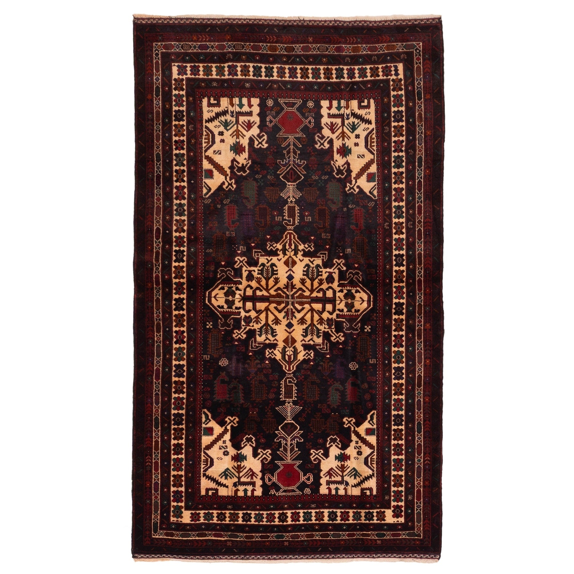 Ecarpetgallery Hand Knotted Teimani Black Dark Red Wool Rug 311 X 73