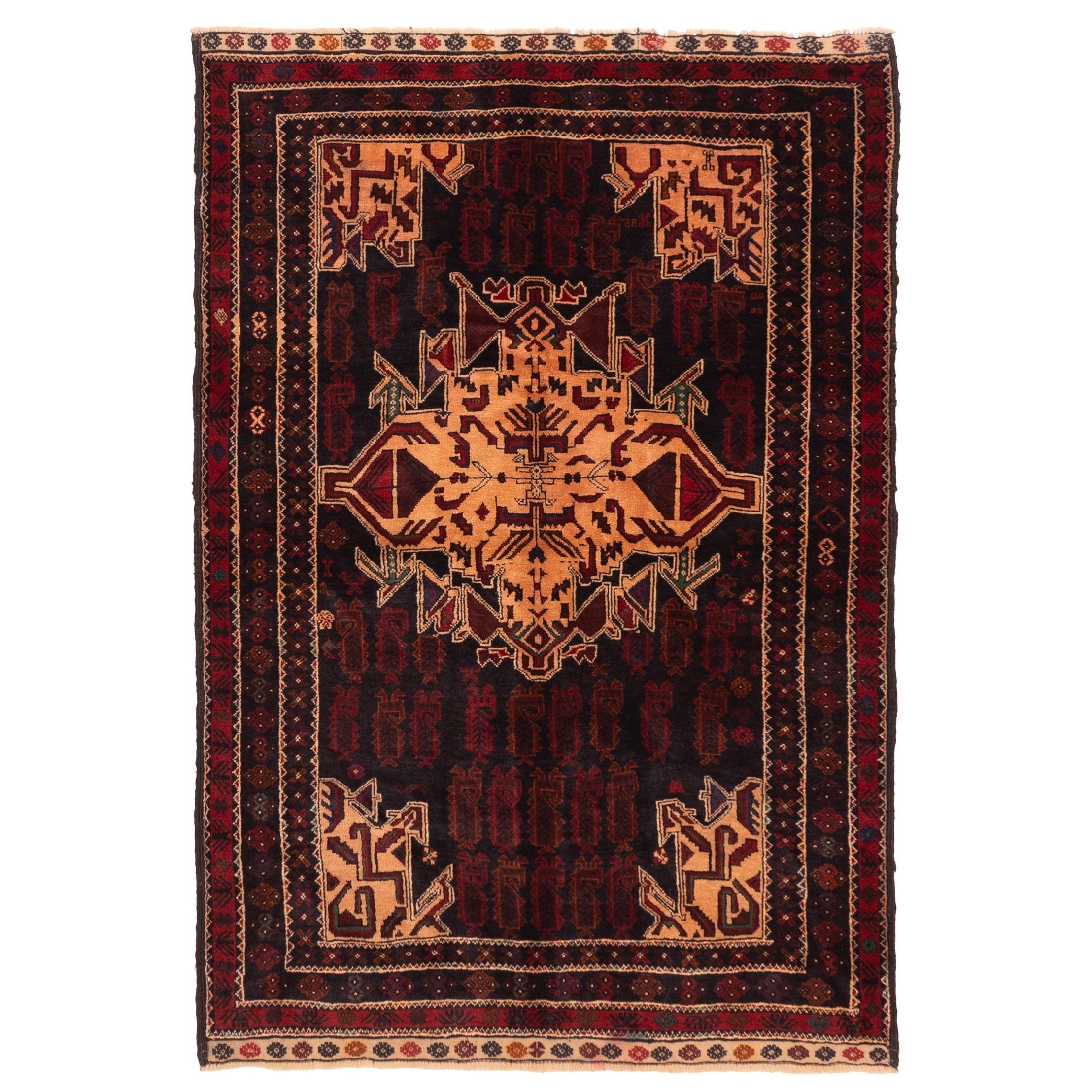 Ecarpetgallery Hand Knotted Teimani Black Dark Red Wool Rug 40 X 510