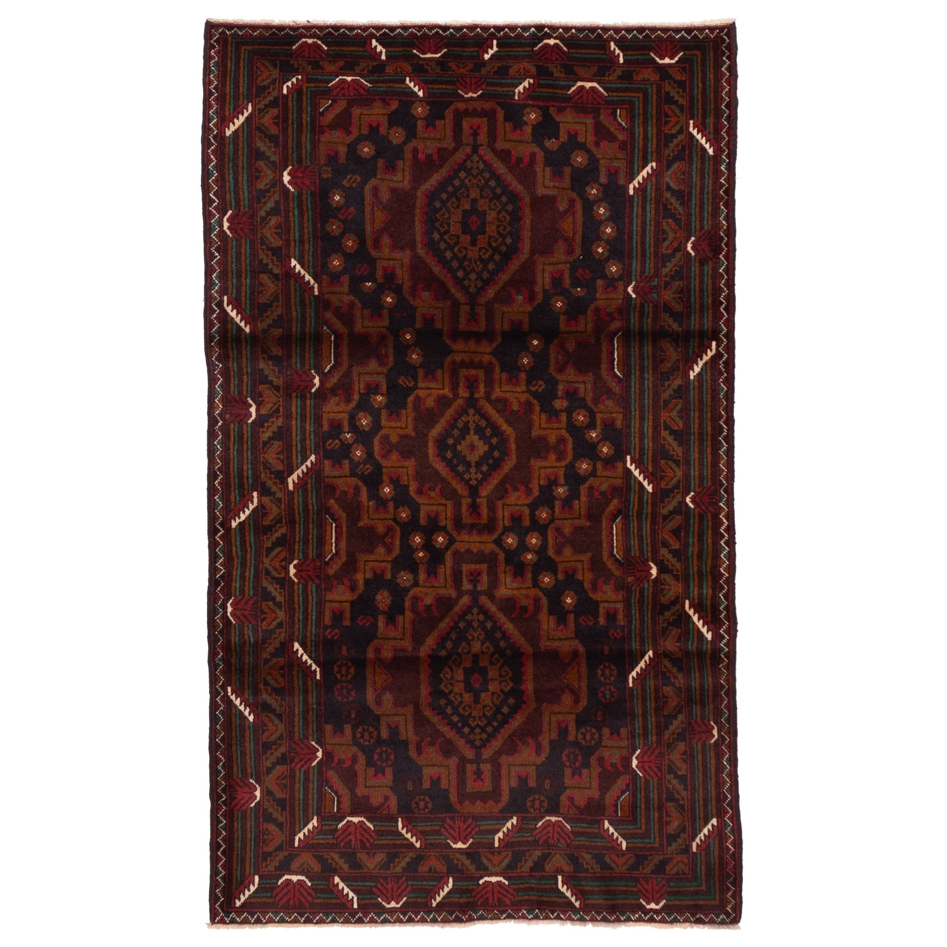 Ecarpetgallery Hand Knotted Teimani Black Dark Red Wool Rug 39 X 67